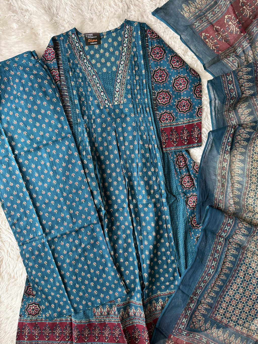 Premium Cotton Kurti plazo Dupatta Set