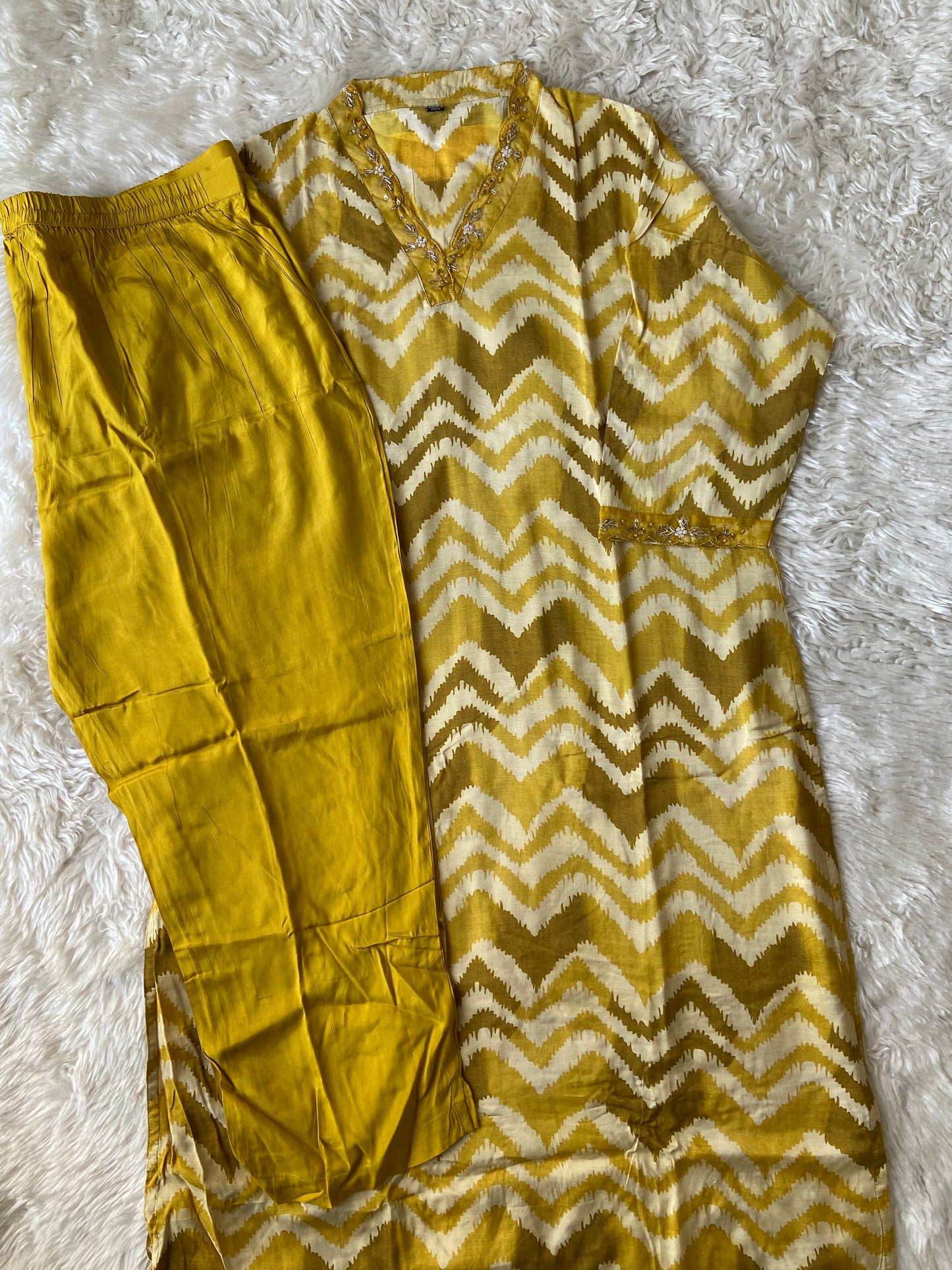 Plus Size Russian Silk Kurti Pant Dupatta Set