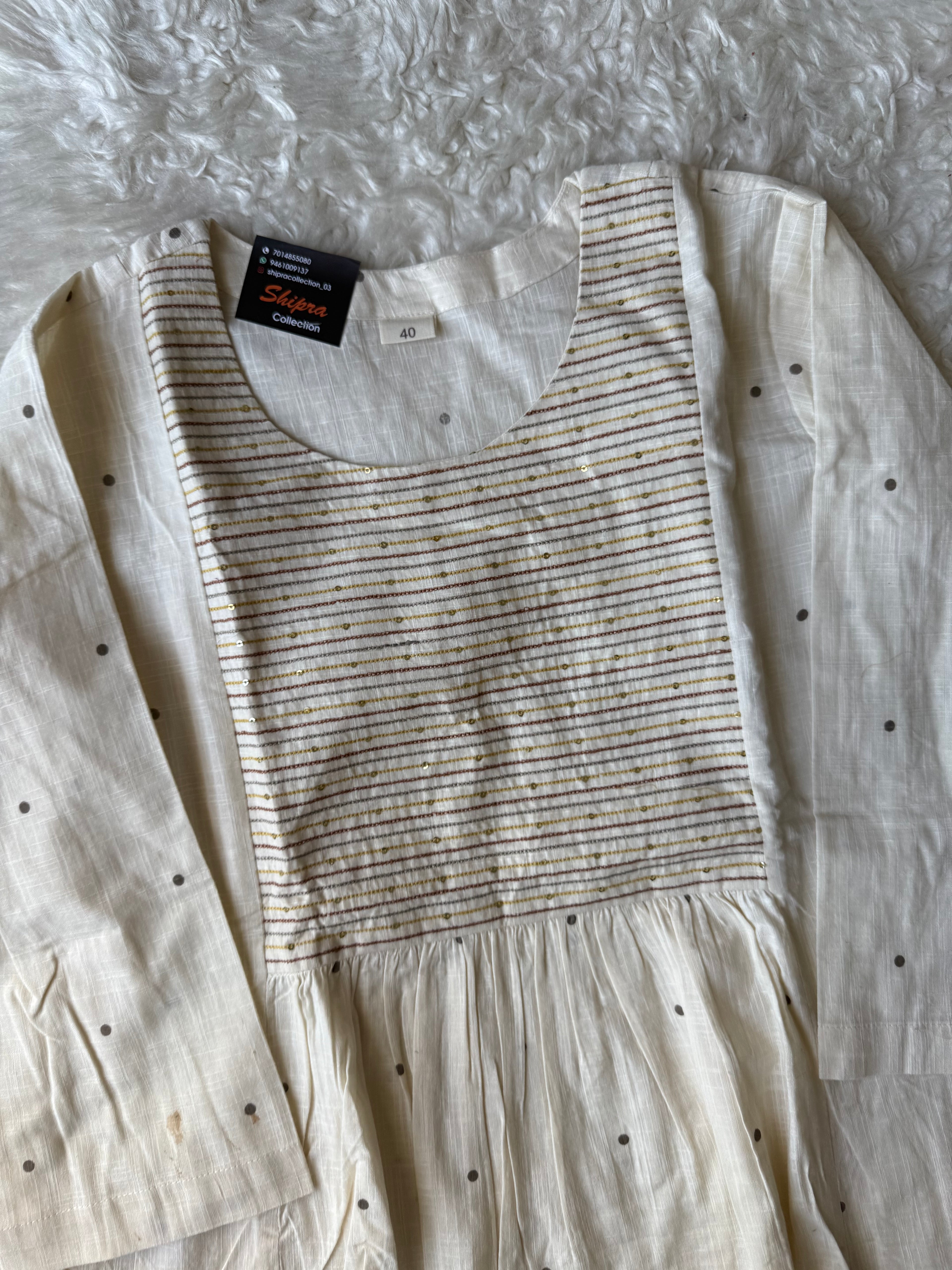 Slub Cotton Kurti Pant Dupatta Set