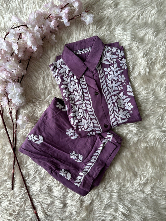 Heavy Rayon Chikankari Co-ord Set