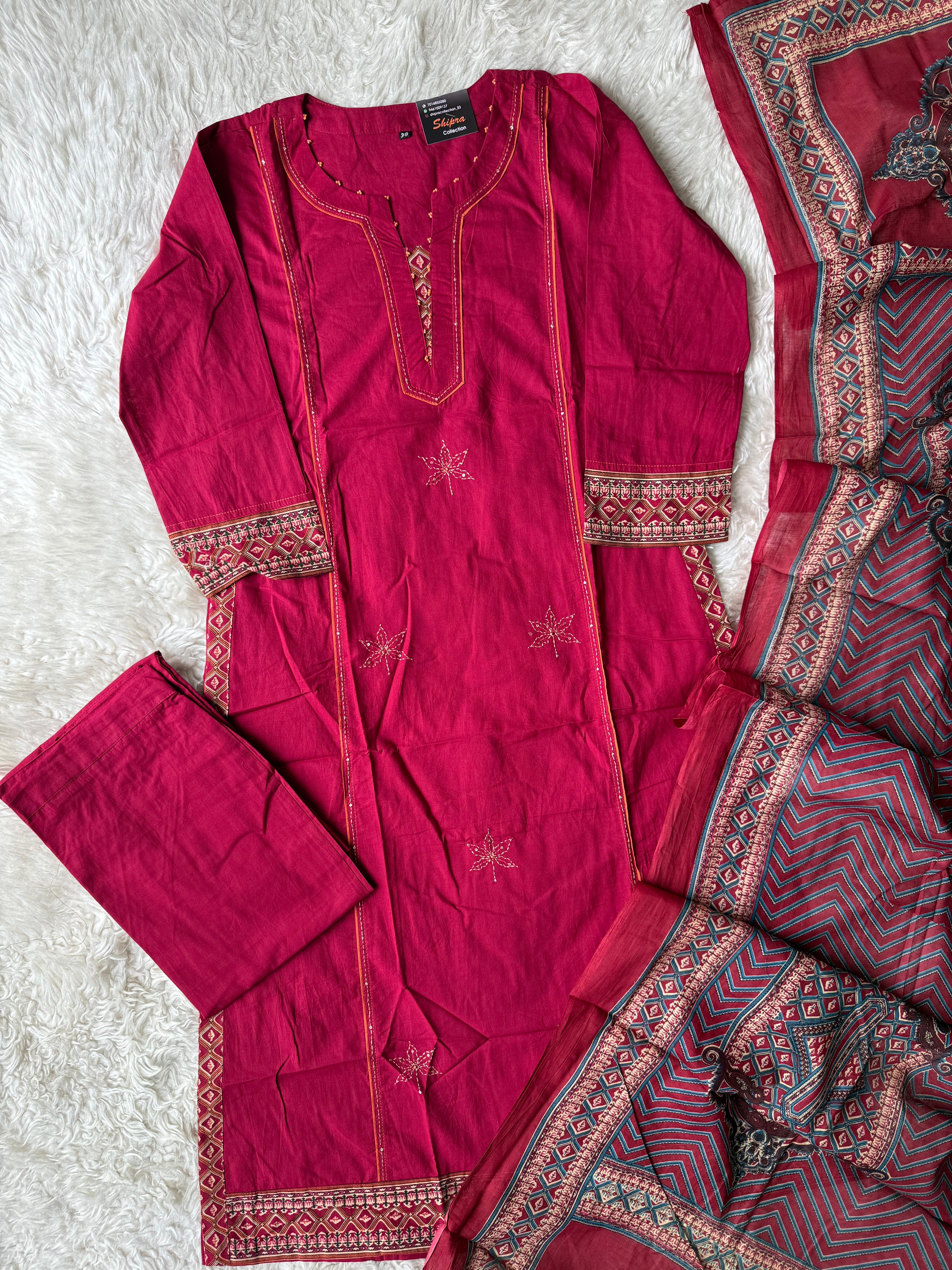 Premium Cotton Kurti Pant Dupatta Set
