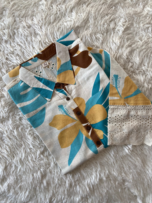 Khadi Cotton kurti with Lace details