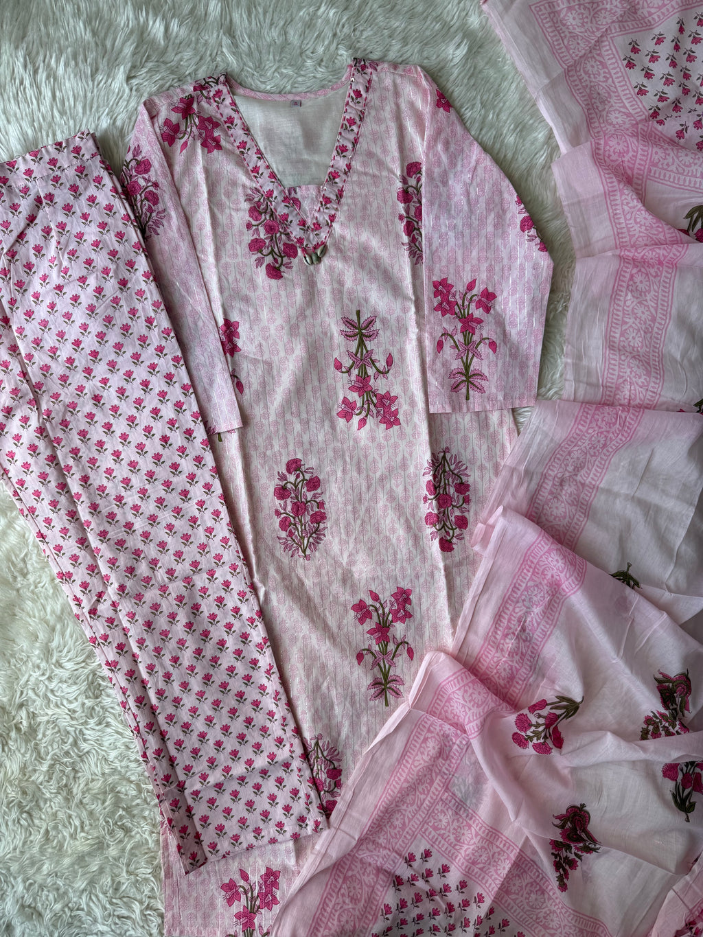 Premium Cotton Kurti Pant Dupatta Set