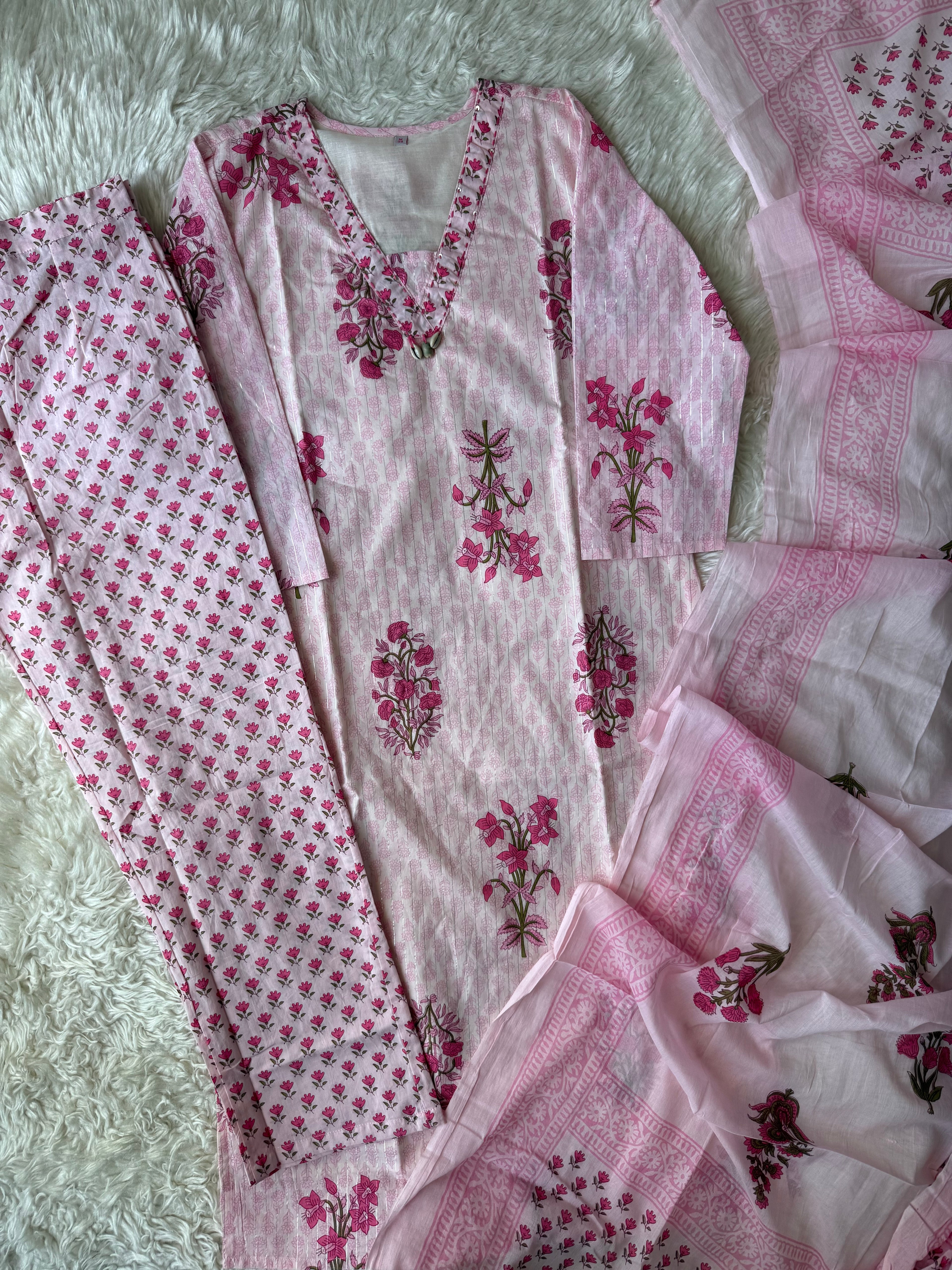 Premium Cotton Kurti Pant Dupatta Set