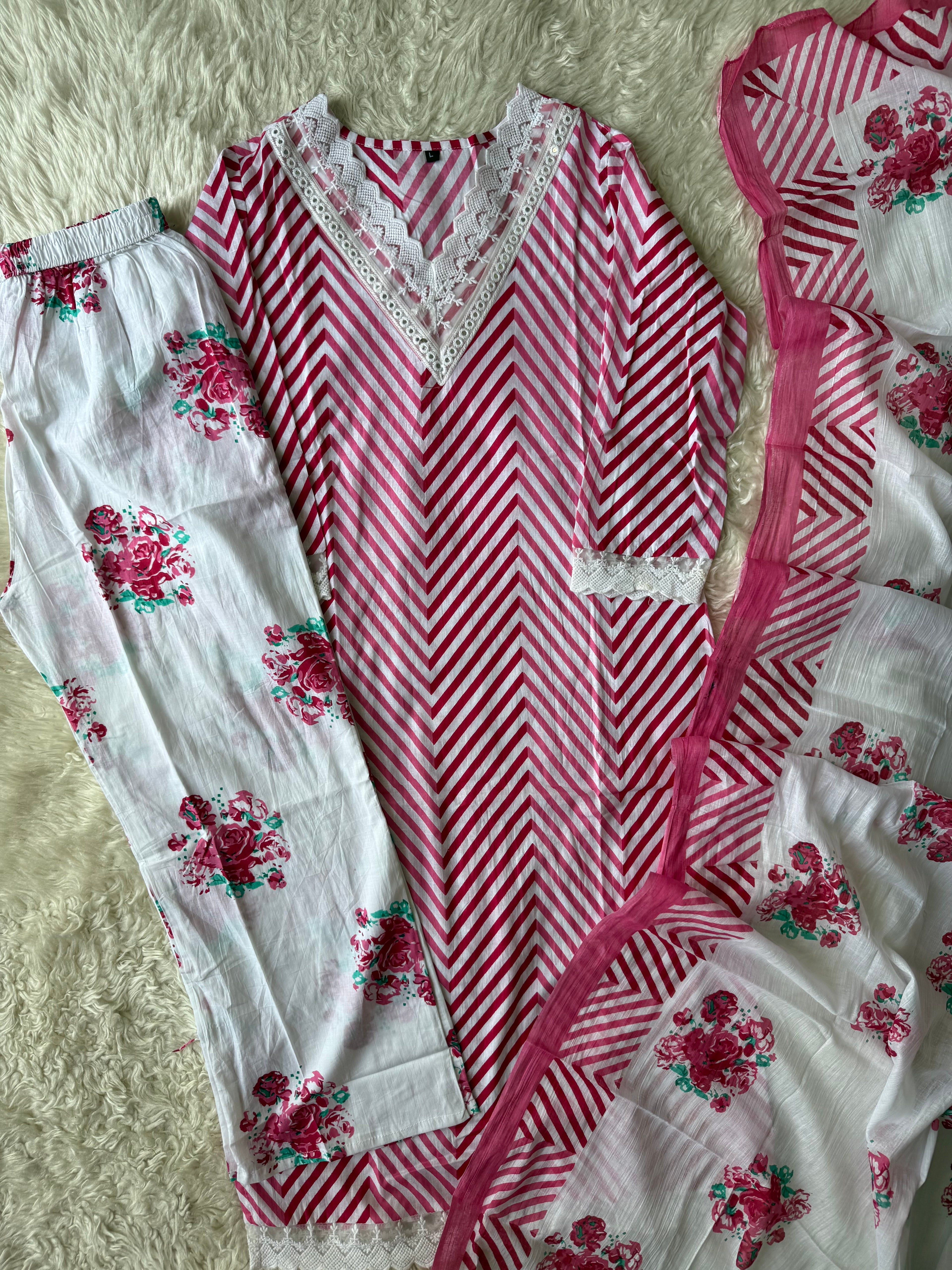 Budget Friendly Kurti Pant Dupatta Set