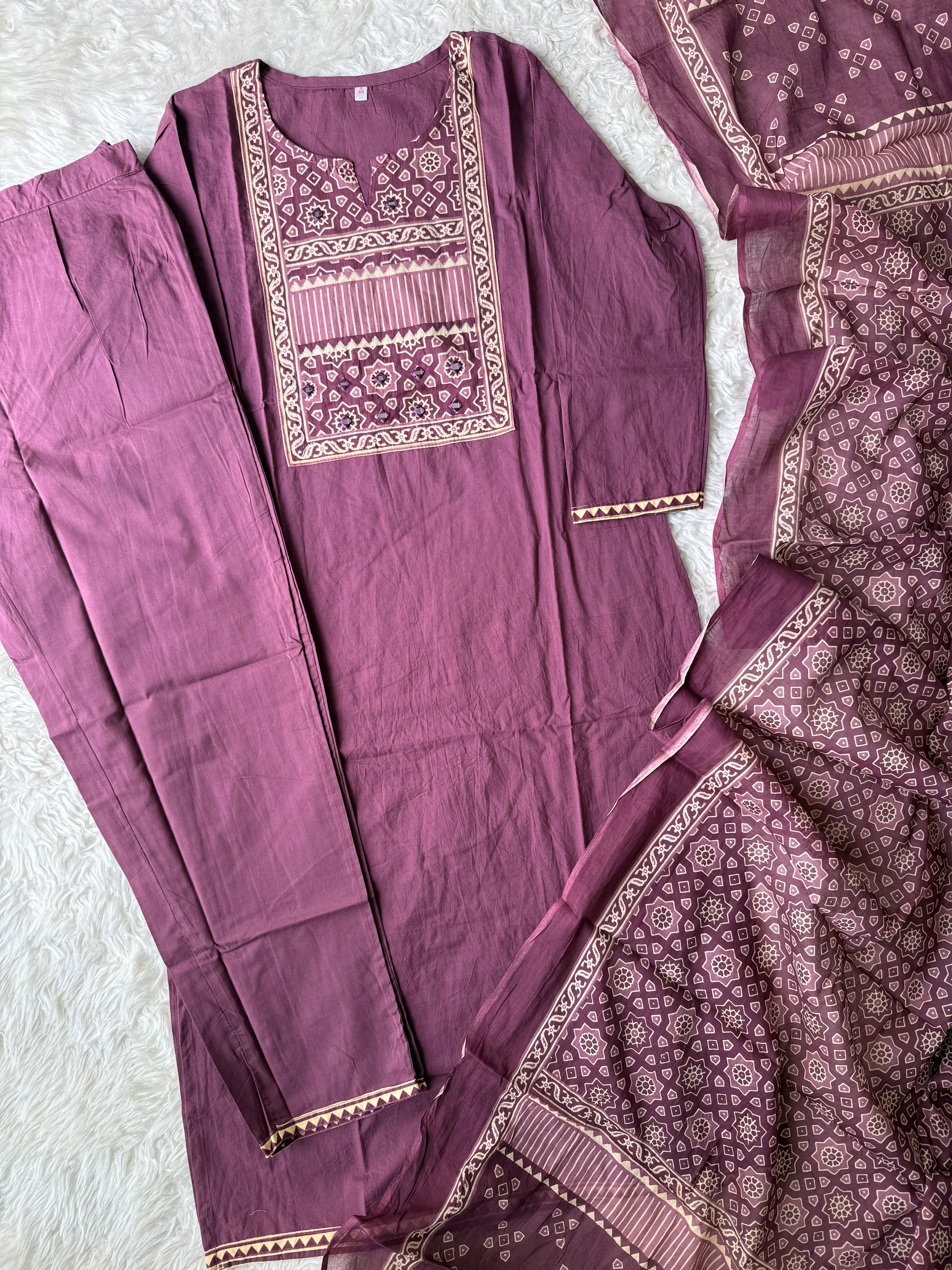 Premium Cotton Kurti Pant Dupatta Set