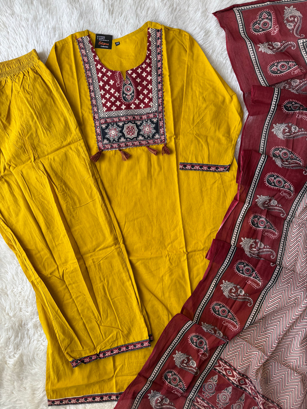 Pure Cotton Kurti Pant Dupatta Set