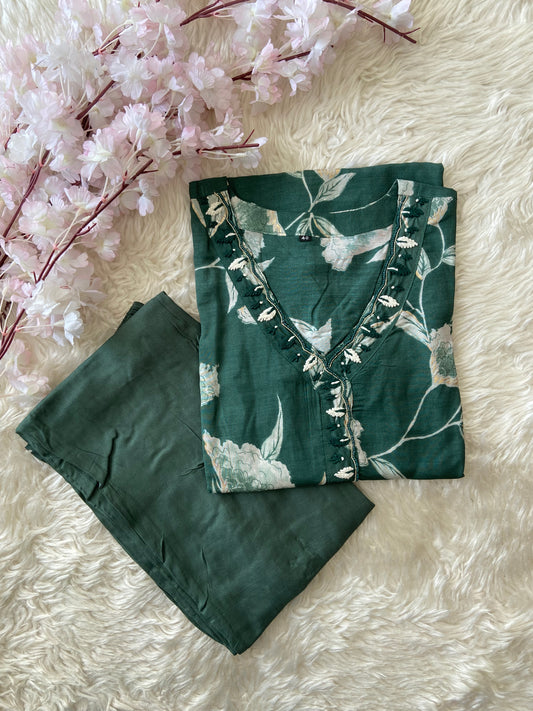 Mul Silk Kurti Pant Set