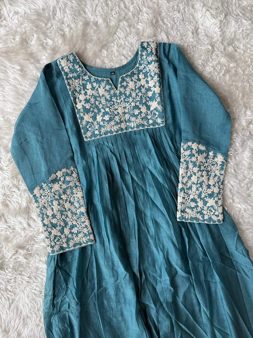 Pure Mul Chanderi Kurti Pant Dupatta Set