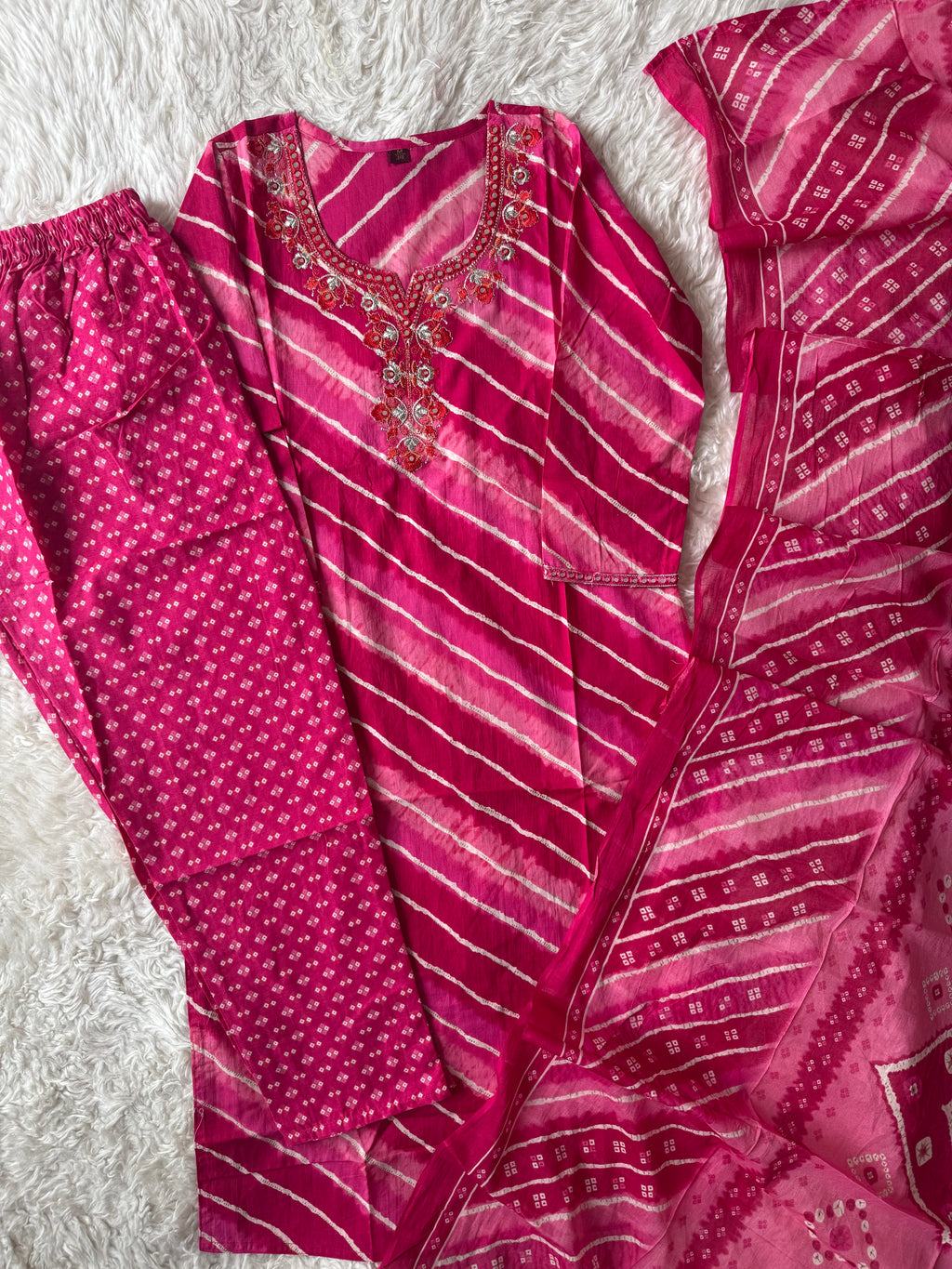Pure Cotton Lehariya Set