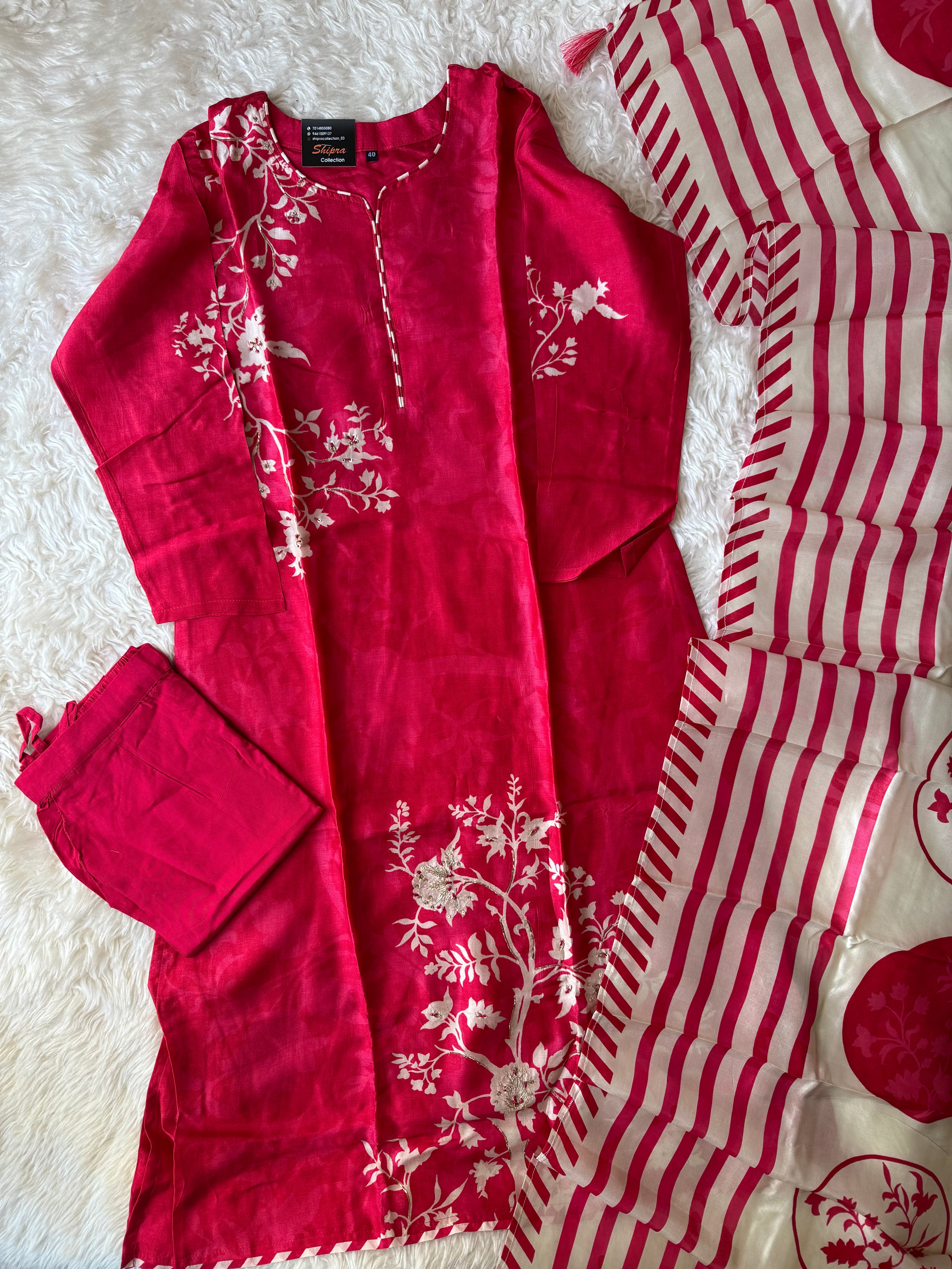Tussar Silk Kurti Pant Dupatta Set