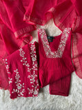 Mul Chanderi Kurti Pant Dupatta Set