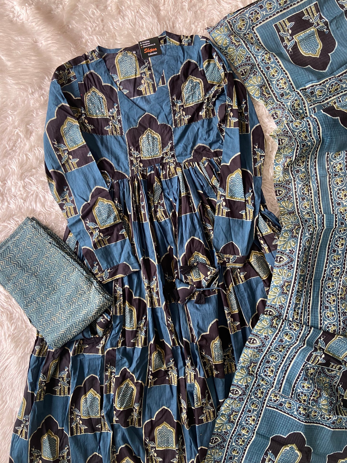 Premium Cotton Full Sleeves Kurti Pant Dupatta Set