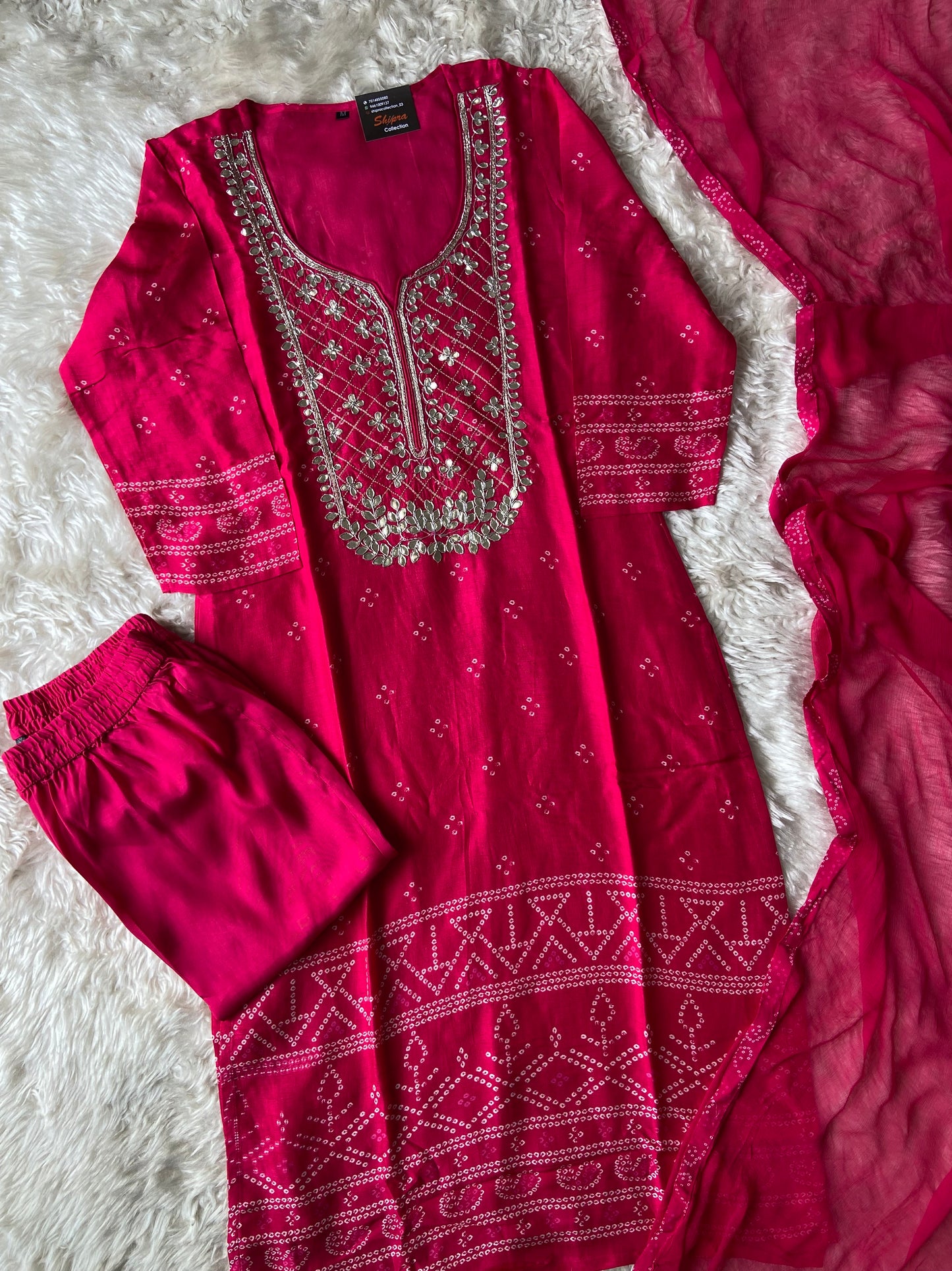 Pure Silk Kurti Pant Dupatta Set