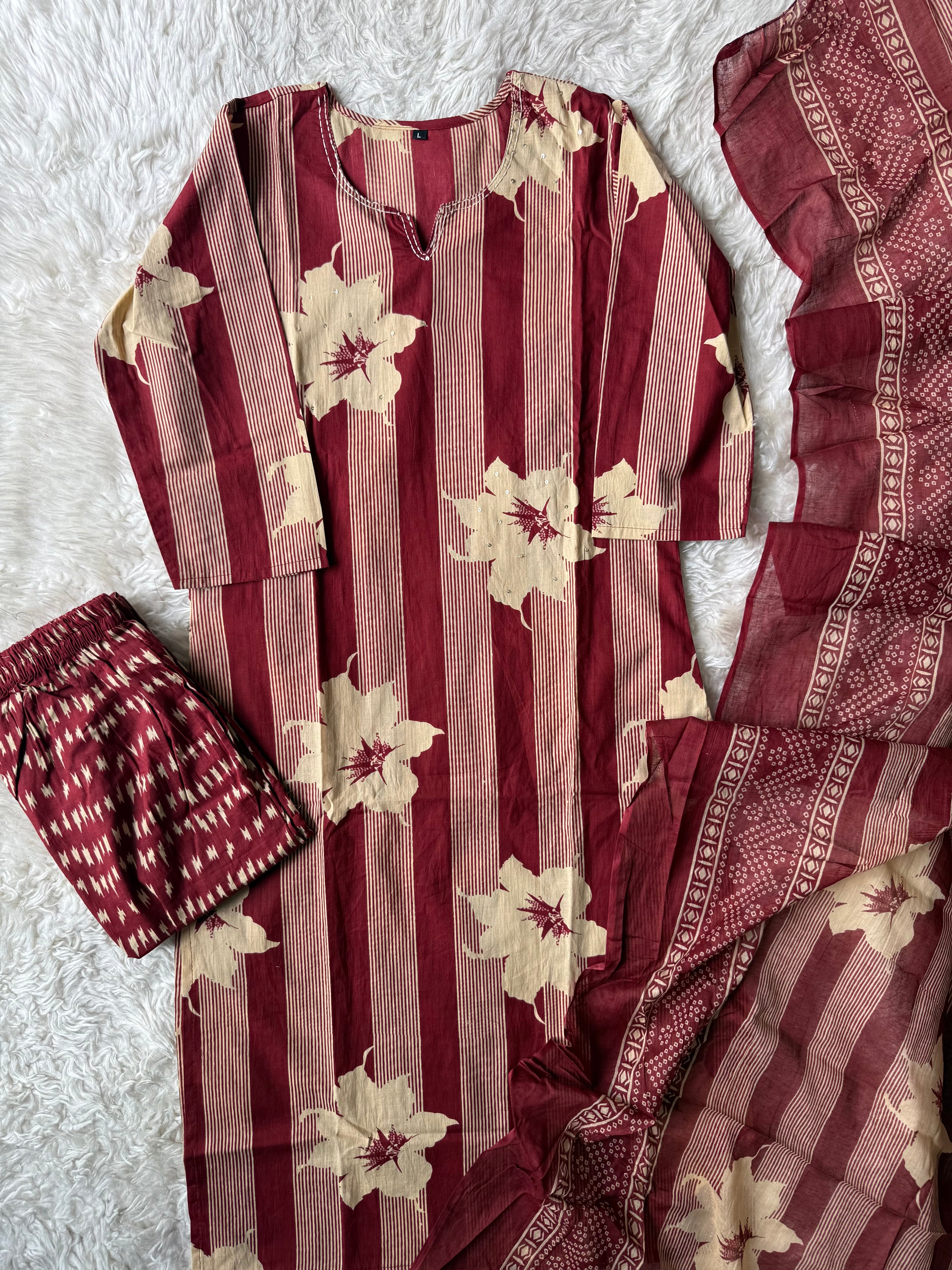 Budget Friendly Kurti Pant Dupatta Set