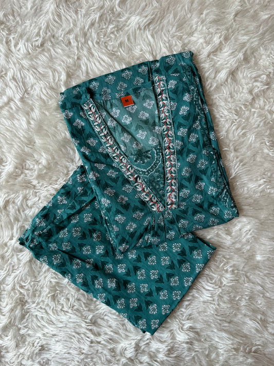 Cotton Flare Kurti Pant Set