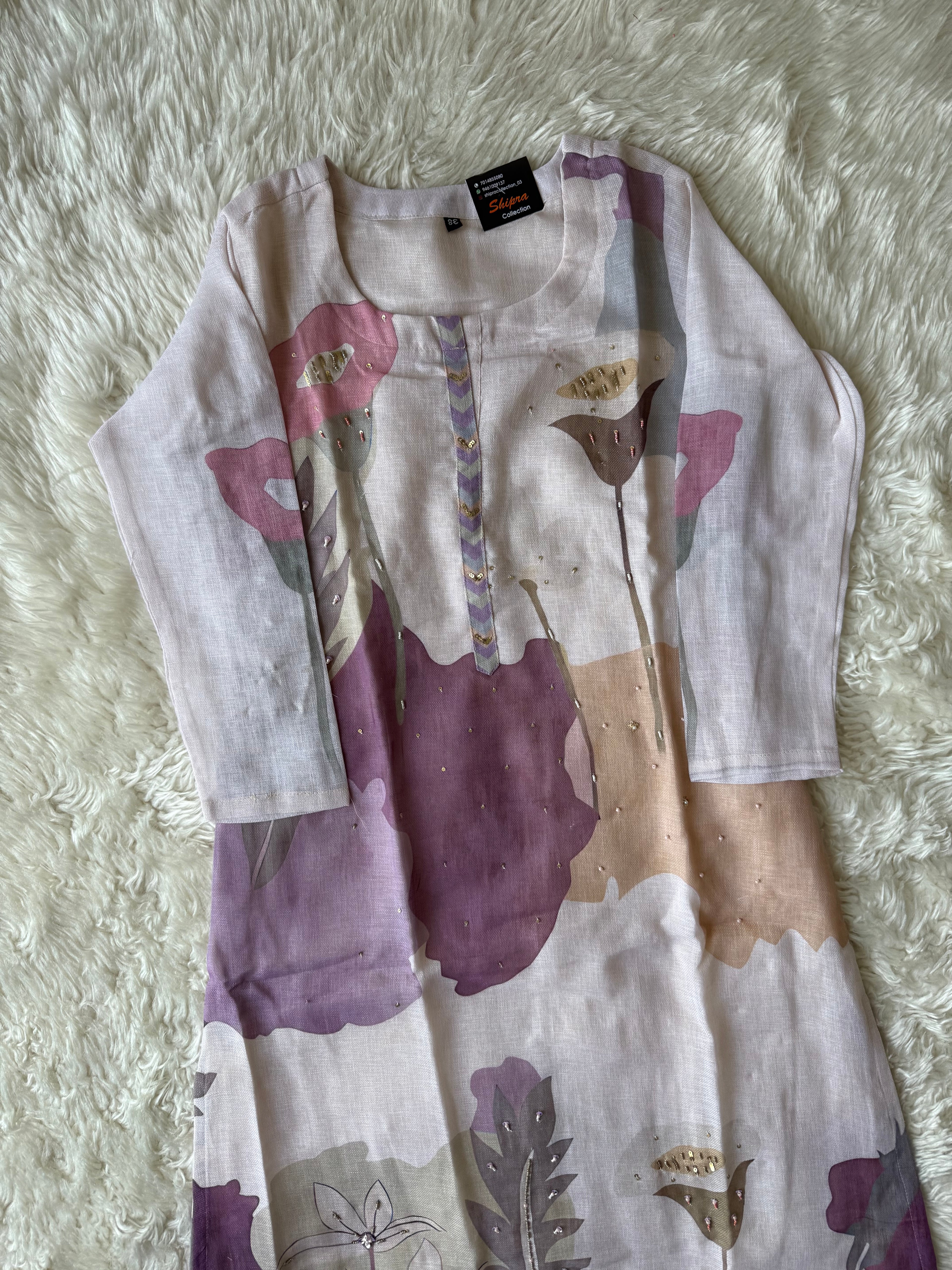 Linen Kurti Pant Dupatta Set
