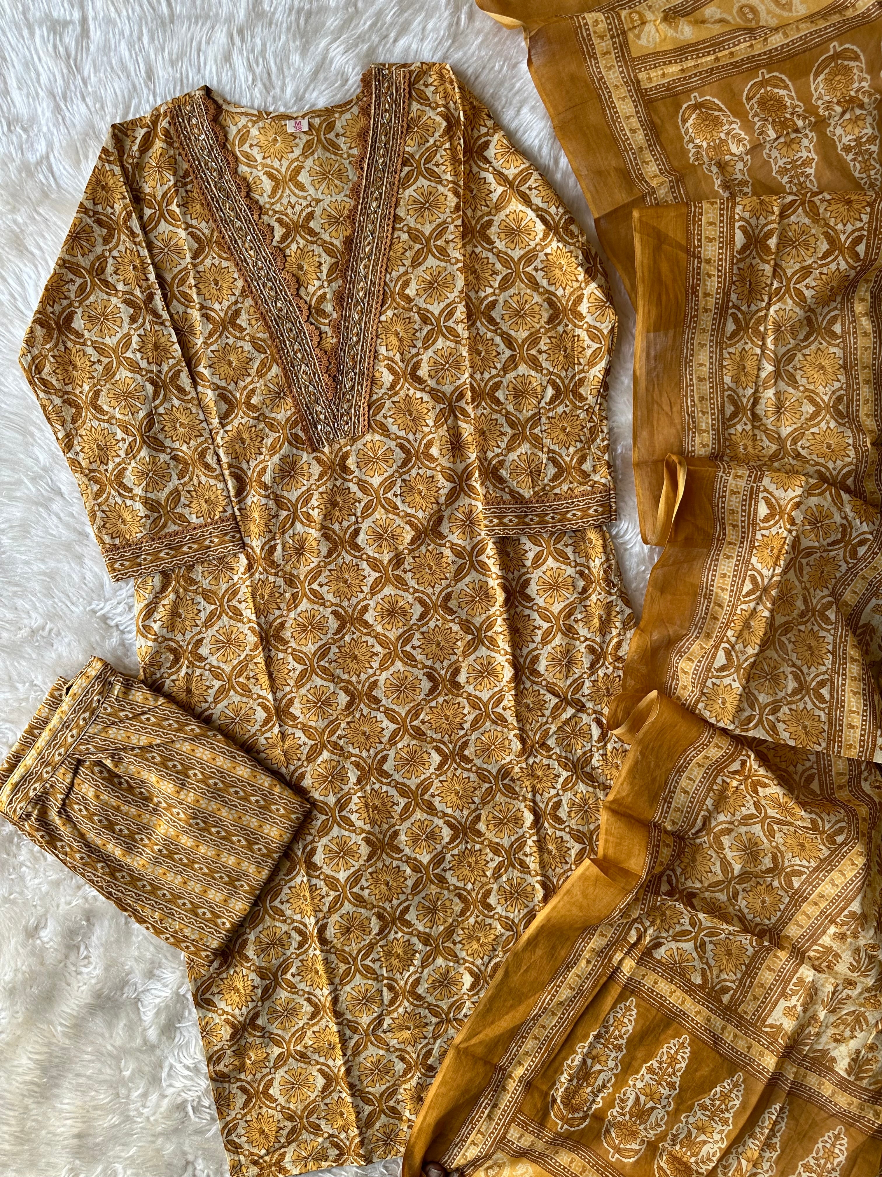 Premium Cotton Kurti Pant Dupatta Set