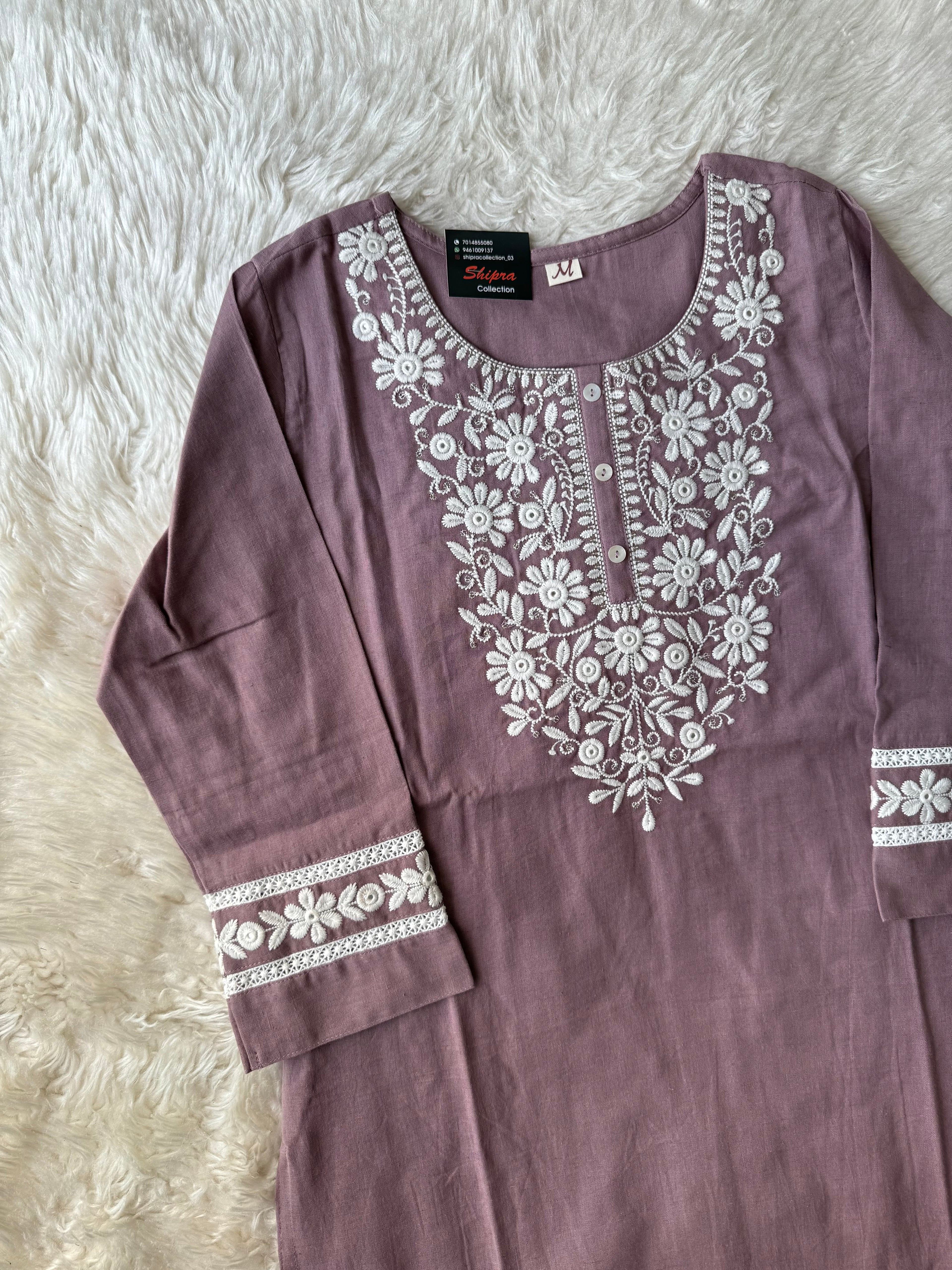 Khadi Cotton Kurti Pant Dupatta Set