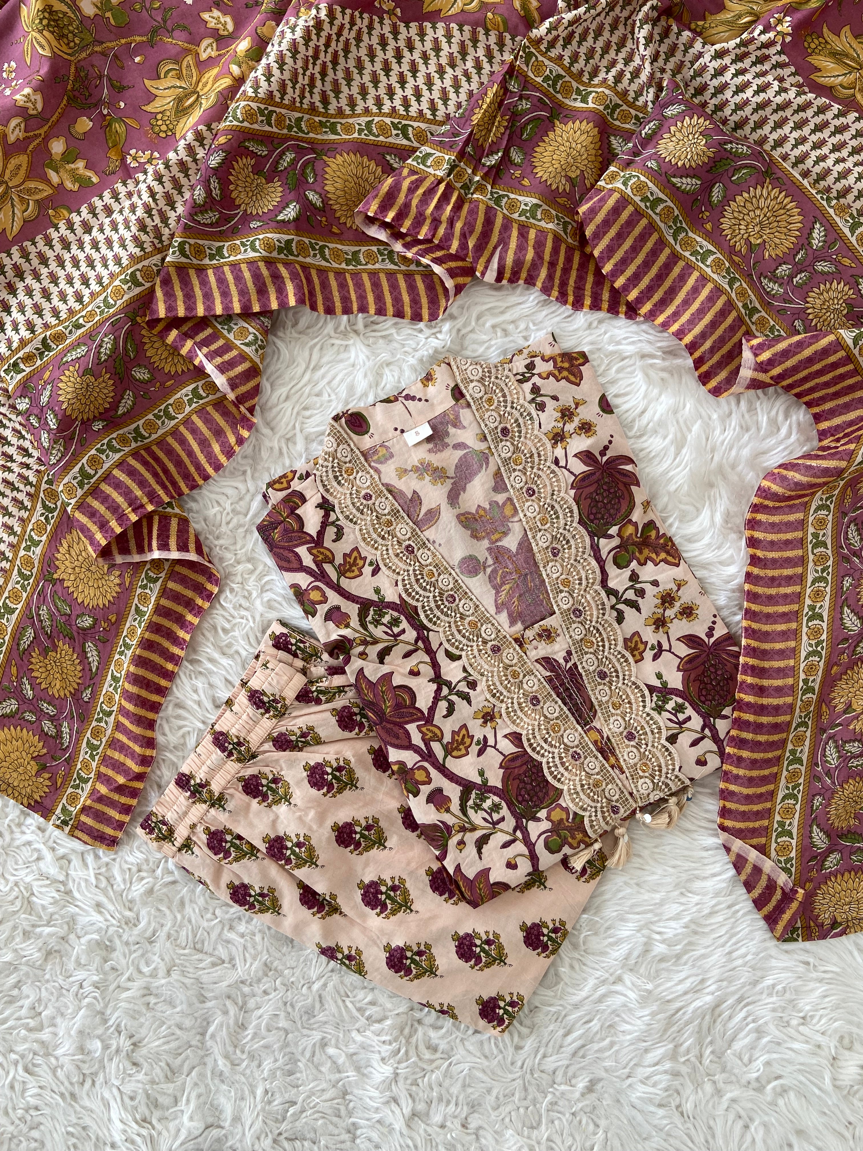 Premium Cotton Kurti Pant Dupatta Set