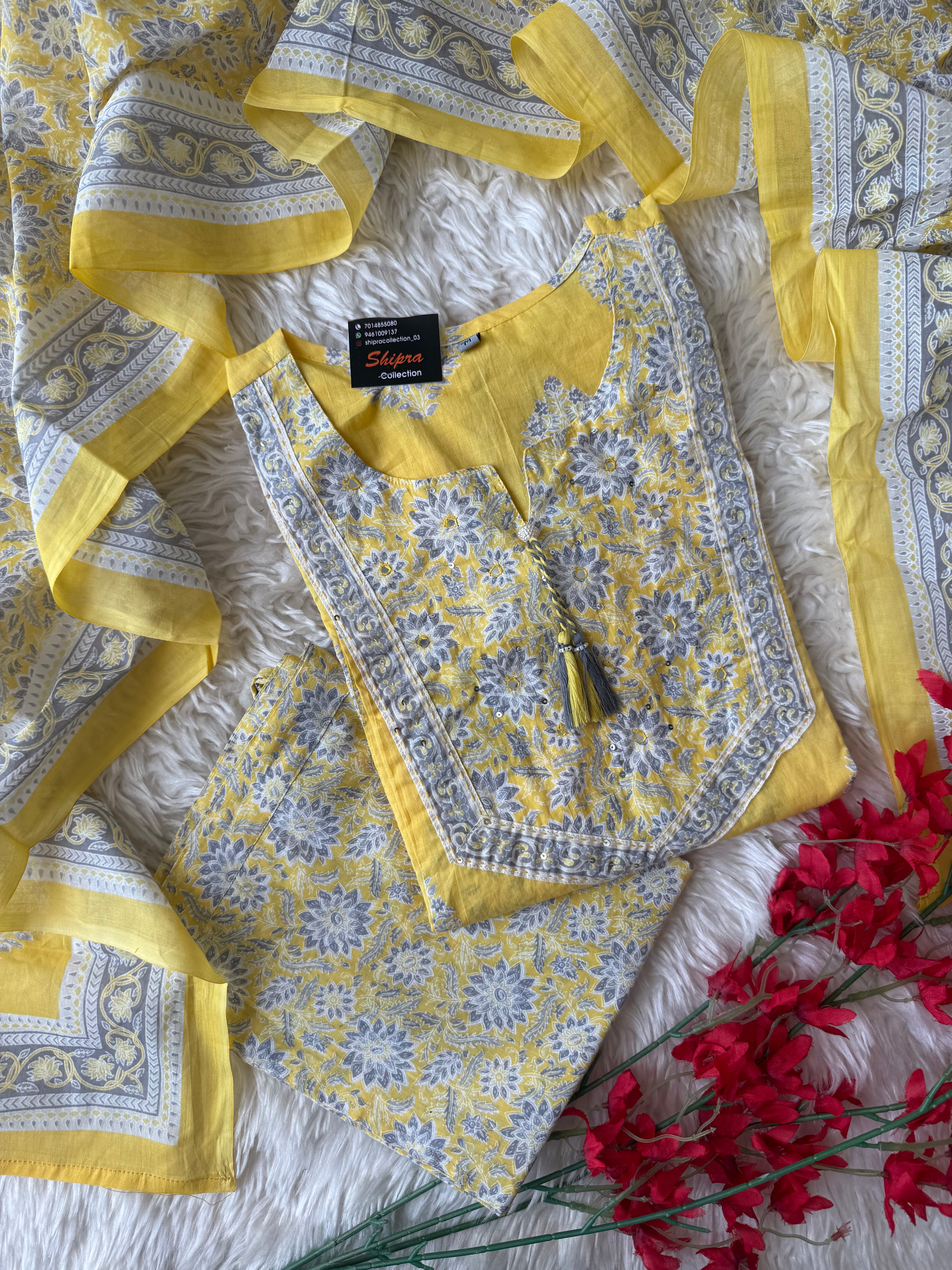 Premium Cotton Kurti Pant Dupatta Set
