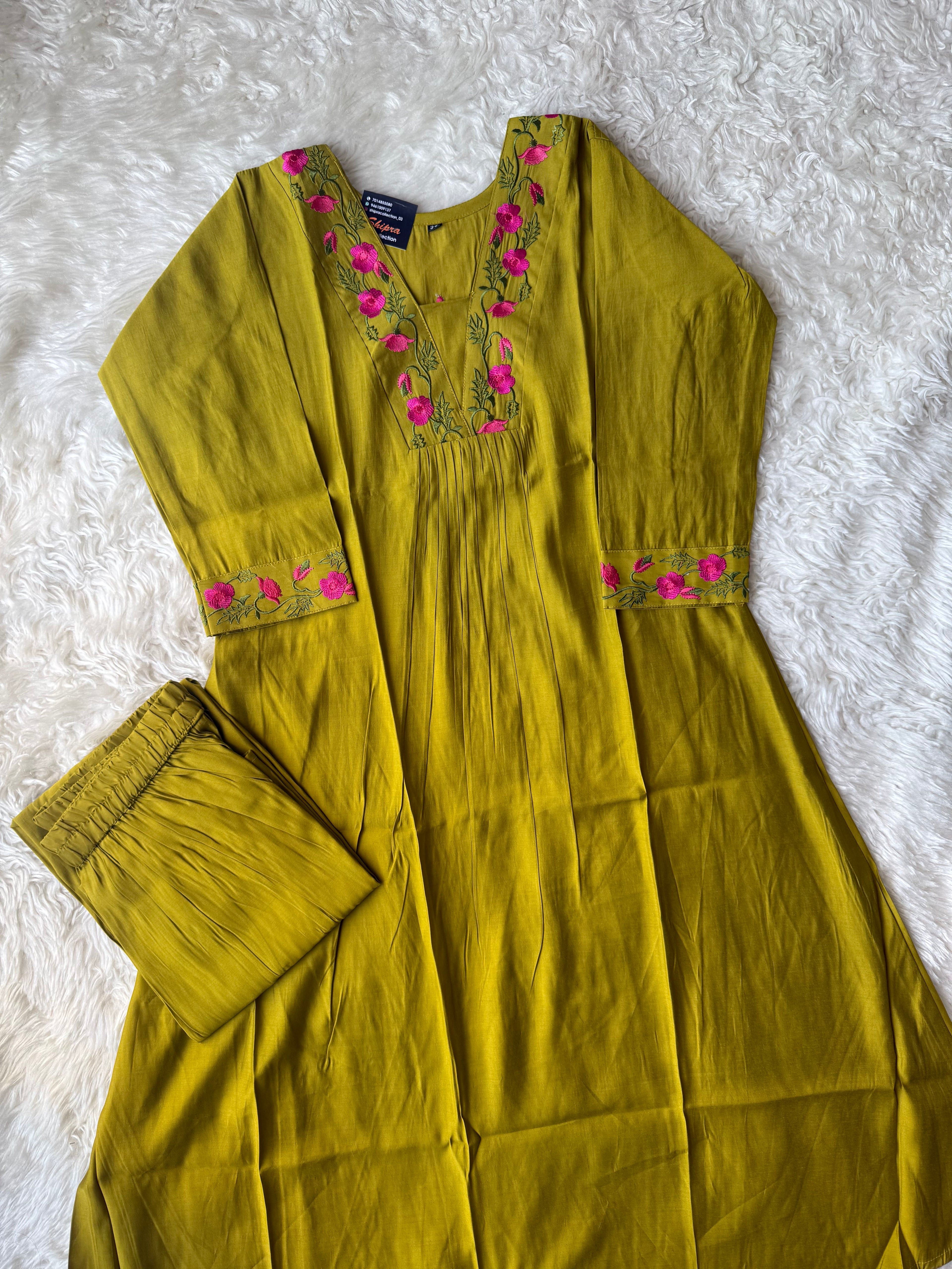 Pure Muslin Silk Kurti Plazo Set
