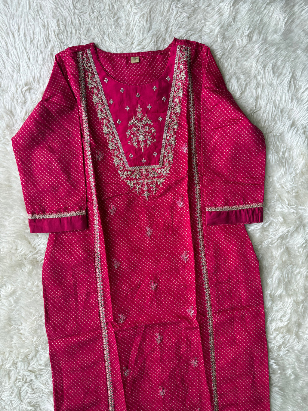 Pure Muslin Silk Kurti Pant Dupatta Set