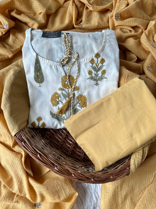 Premium Mul Cotton Kurti Pant Dupatta Set
