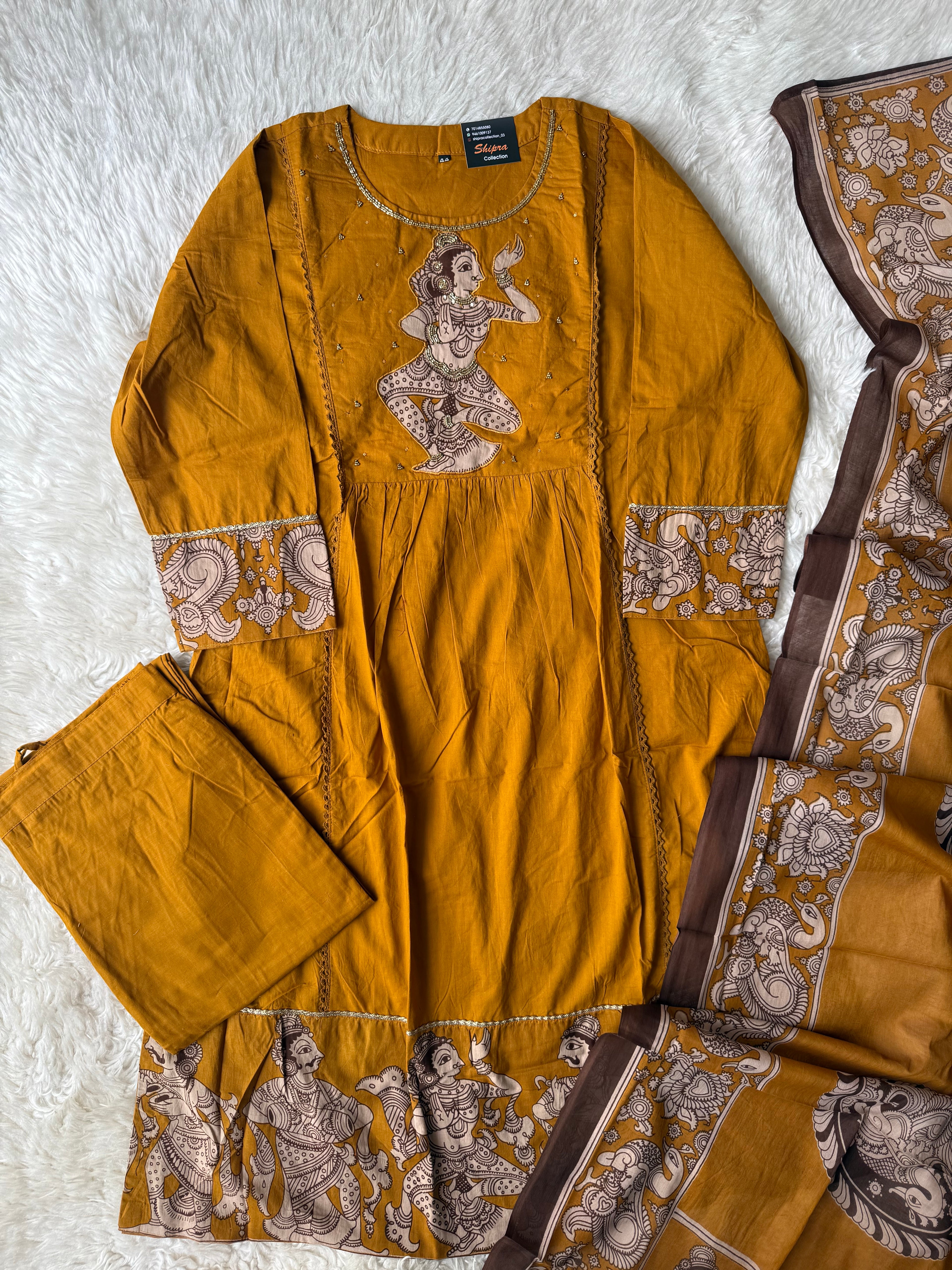 Premium Cotton Kurti Pant Dupatta Set