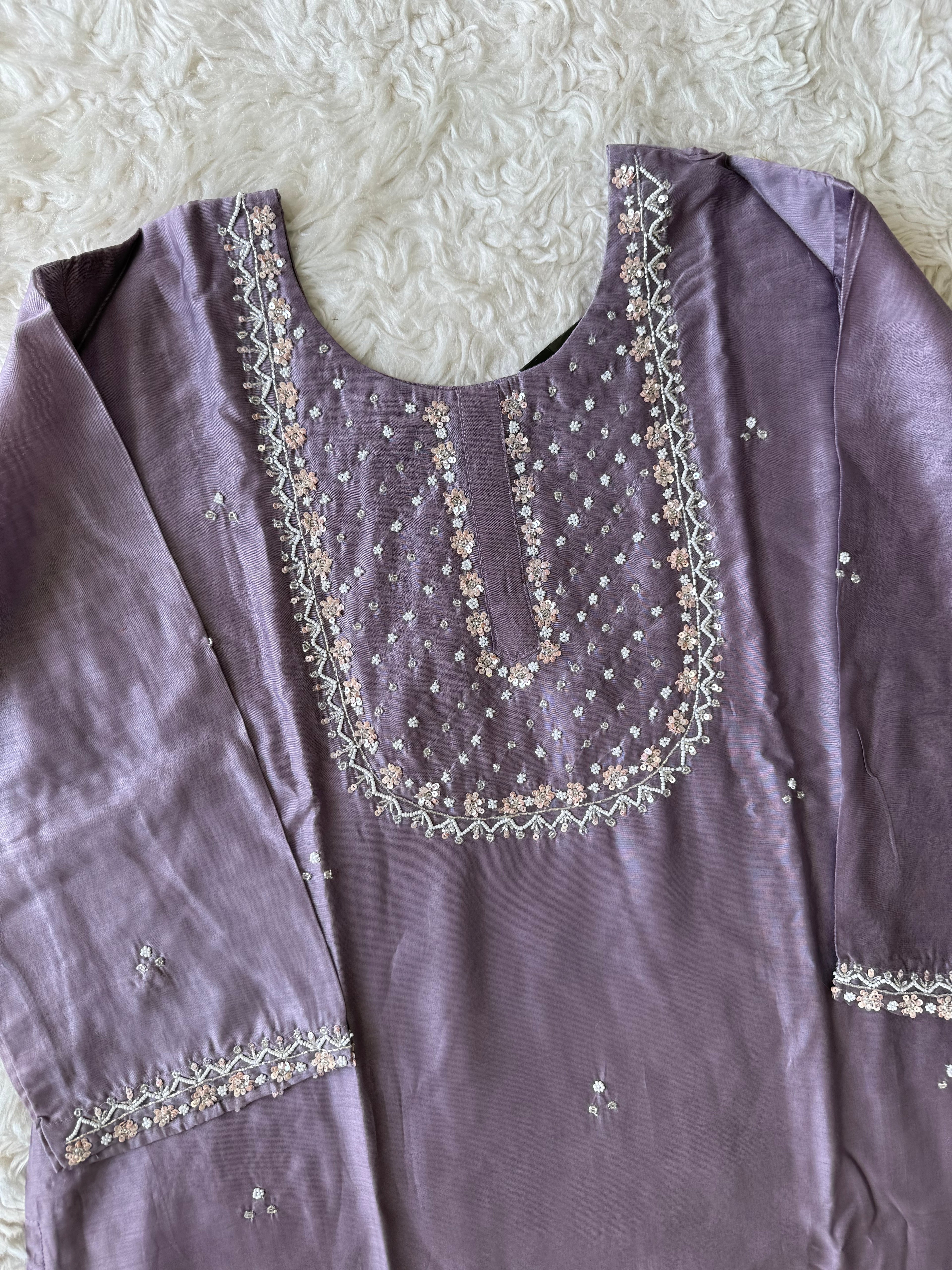 “Plus Size” Pure Chanderi Silk Kurti Pant Dupatta Set