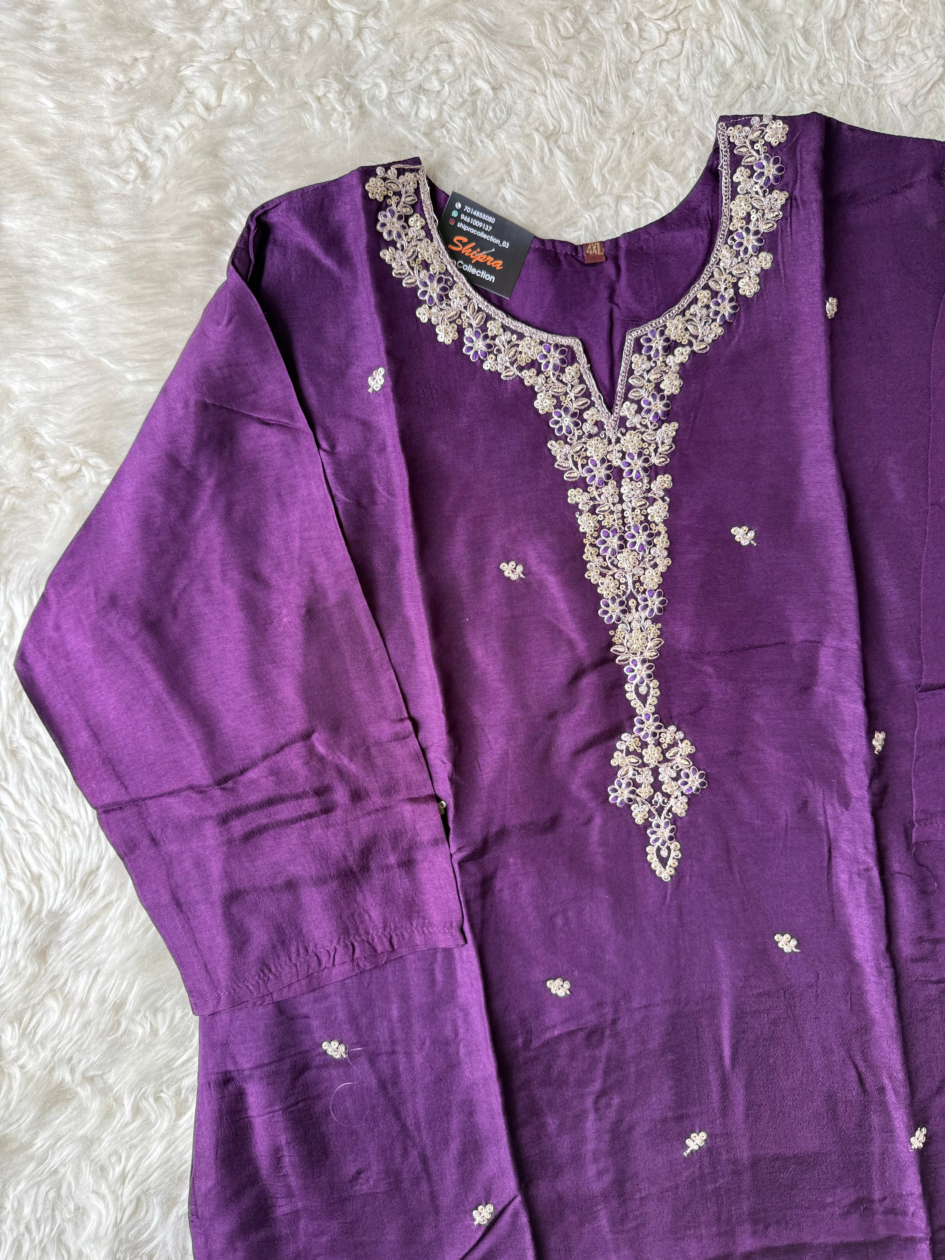 “Plus Size” Russian Silk Kurti Plazo Dupatta Set