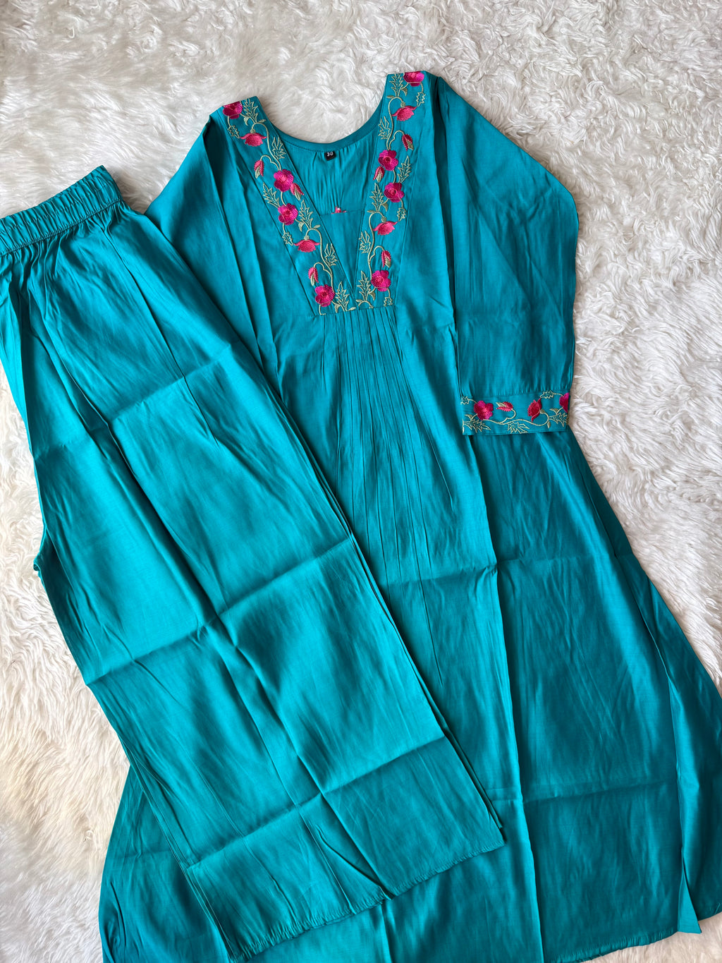 Pure Muslin Silk Kurti Plazo Set