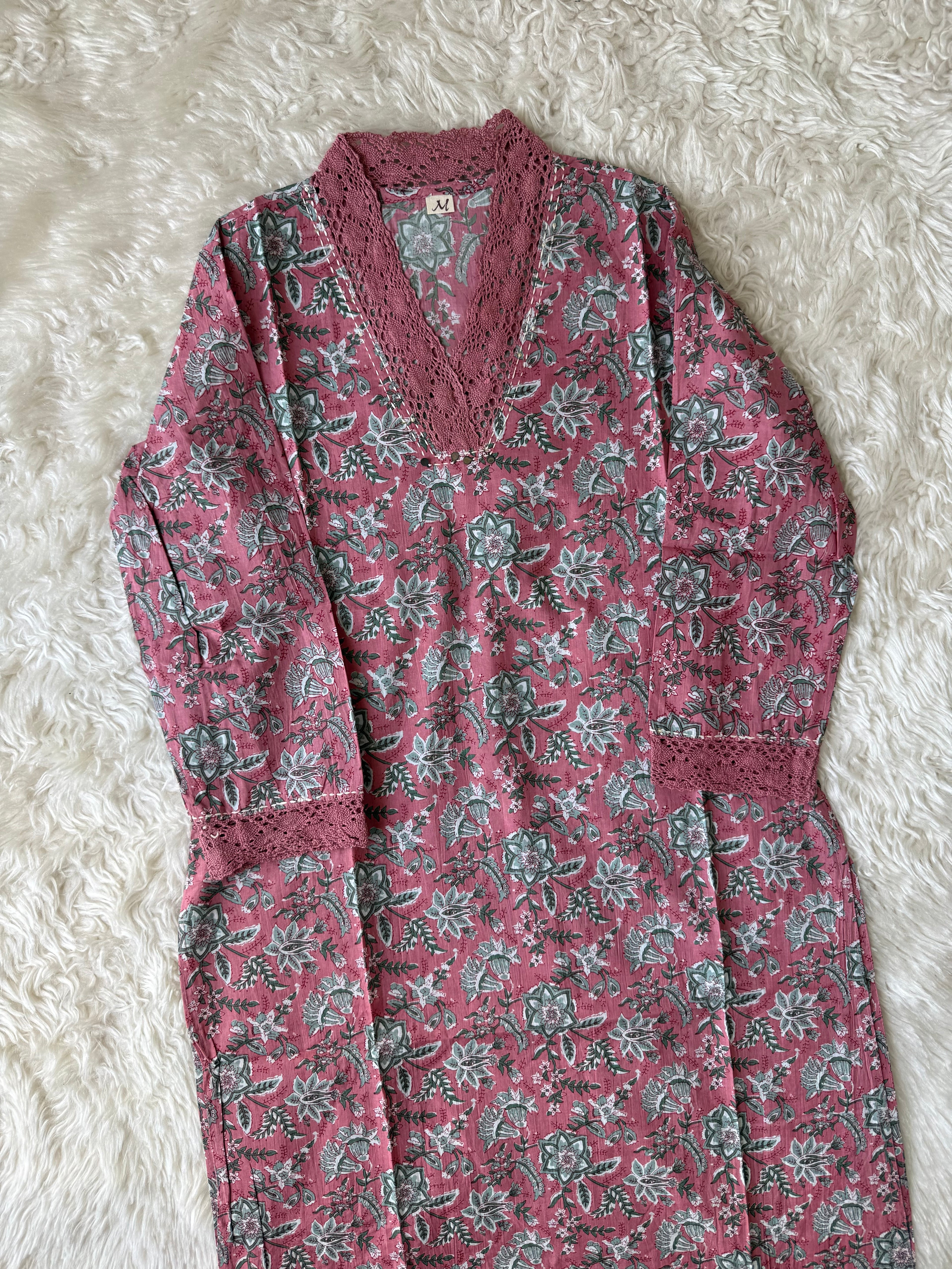 V-Neck Lace Details Kurti
