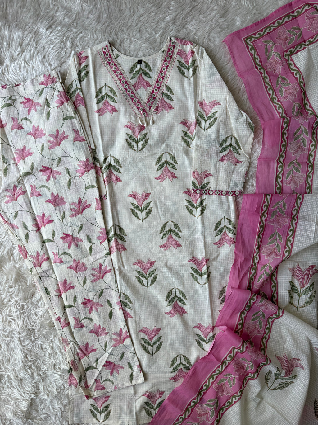 Premium Cotton Kurti Pant Dupatta Set
