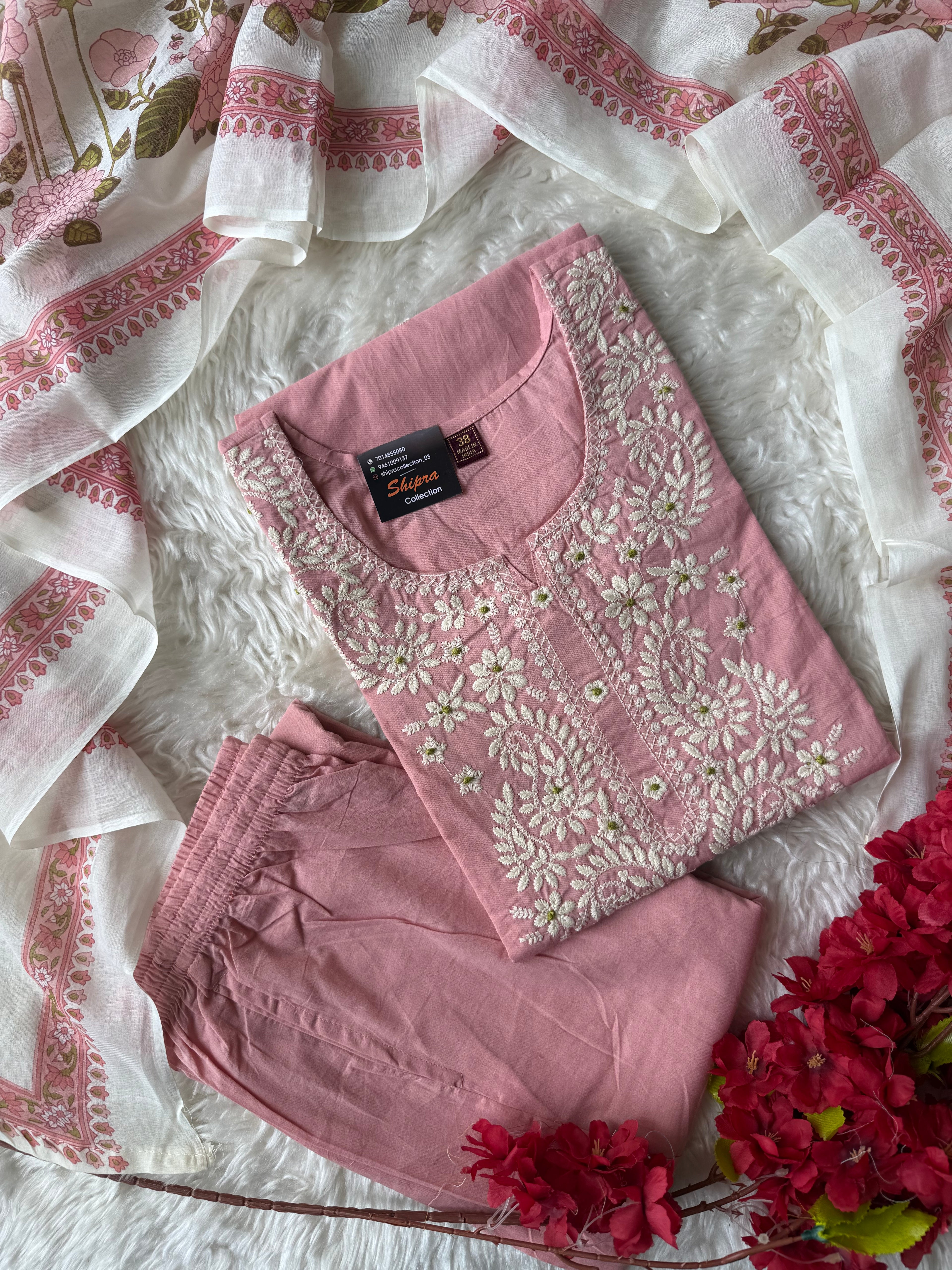 Premium Cotton Kurti Pant Dupatta Set