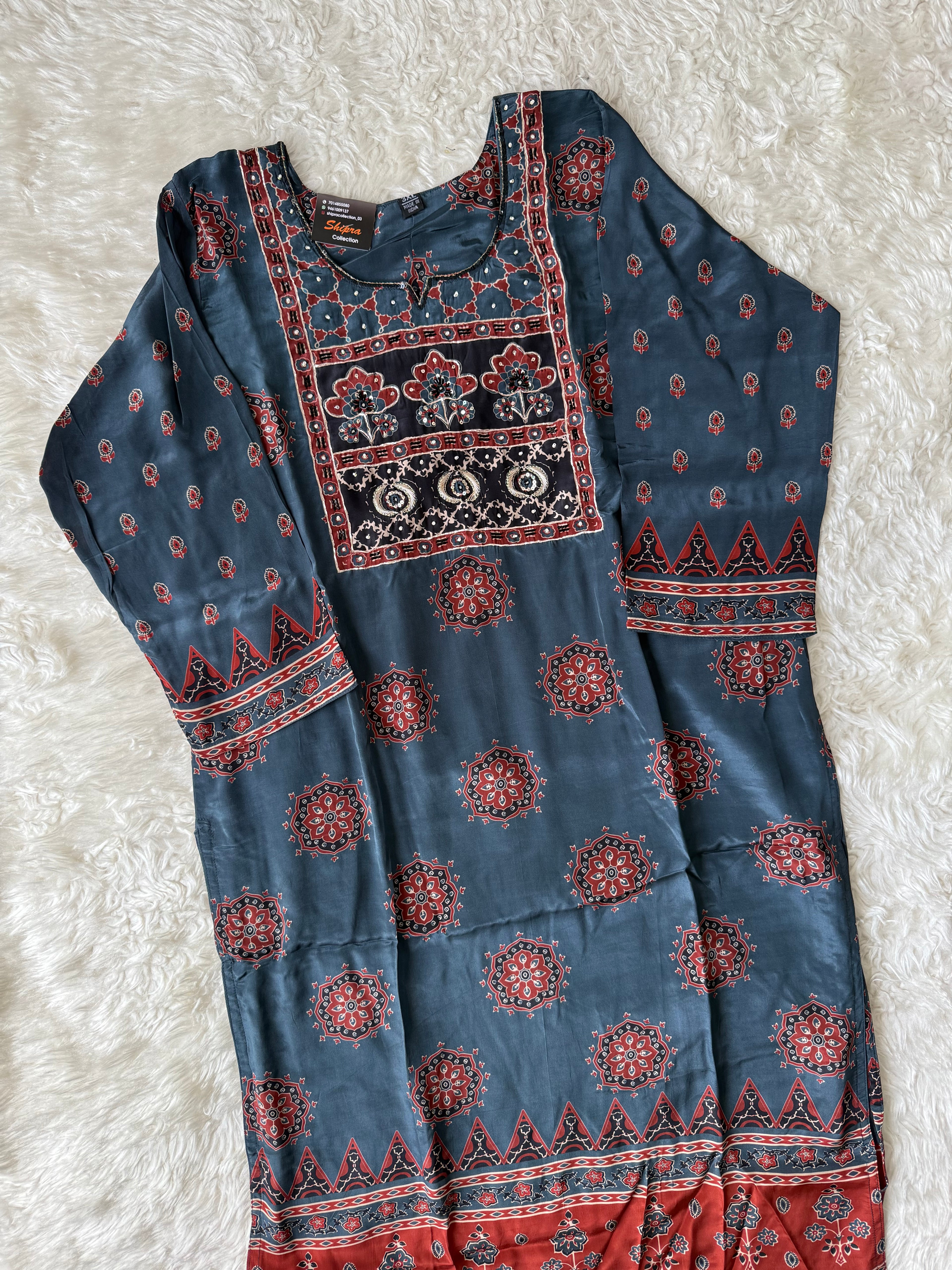 Crepe Silk Kurti Pant Dupatta Set