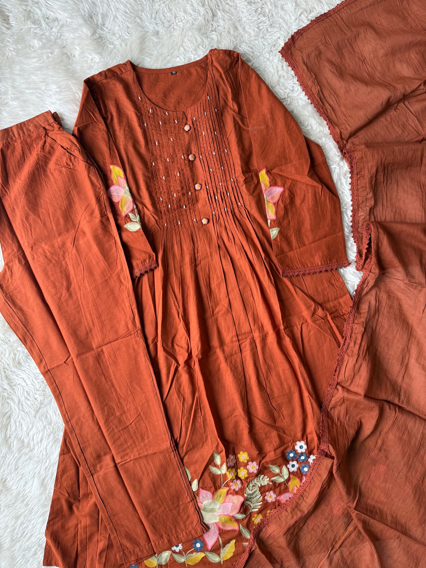 Mul Cotton Kurti Pant Dupatta Set