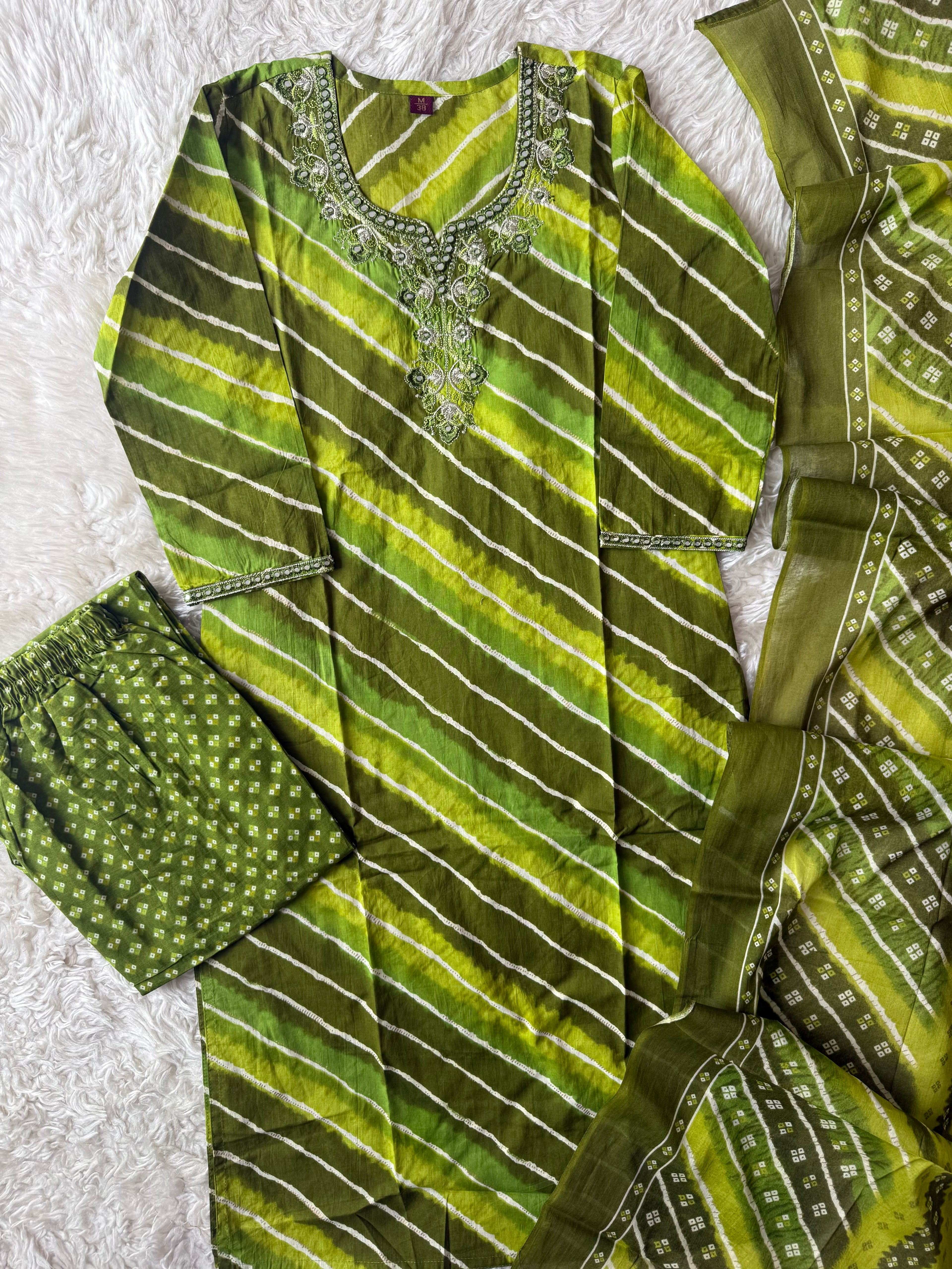 Pure Cotton Lehariya Set