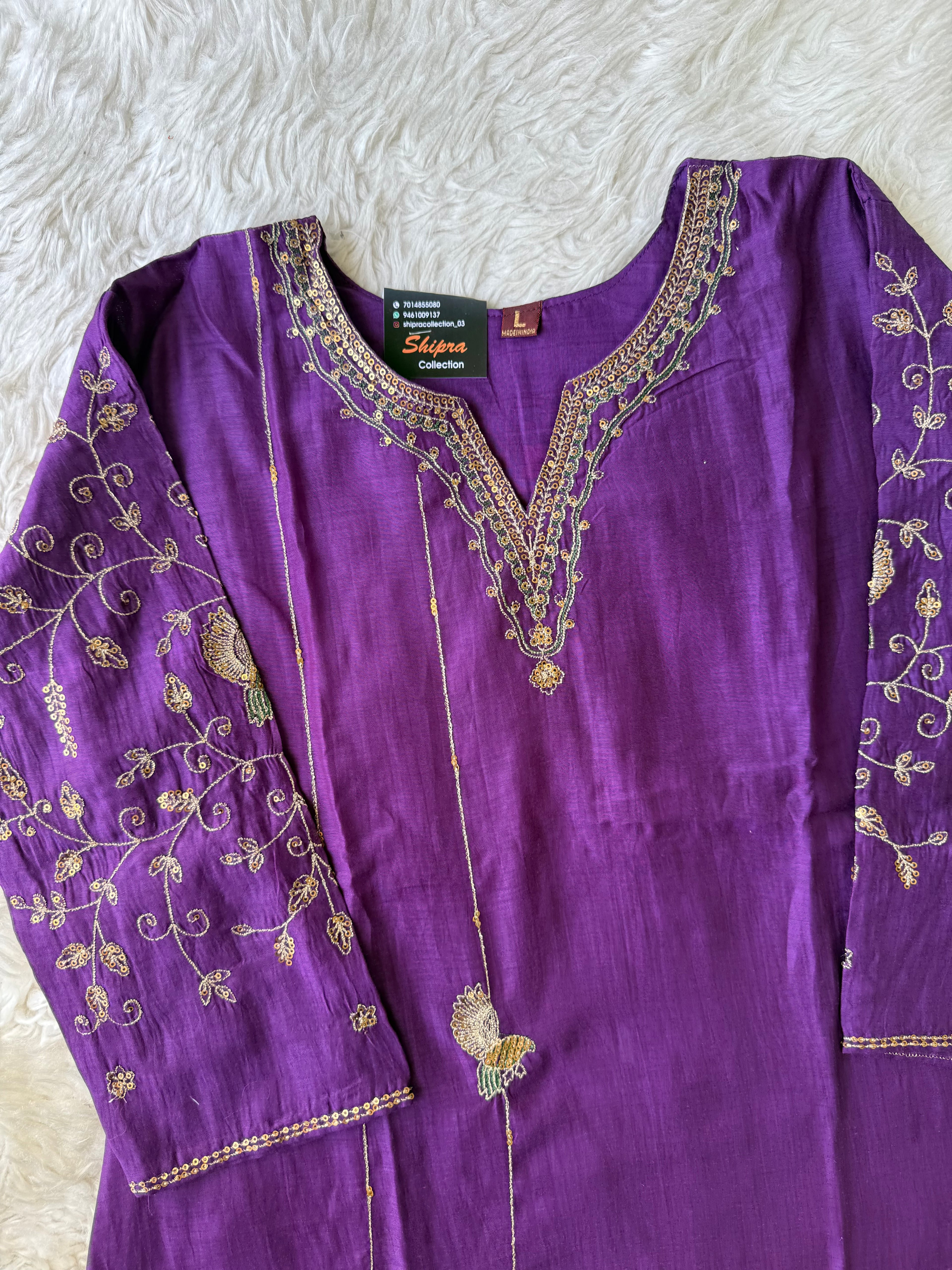 Mul Chanderi Kurti Pant Dupatta Set