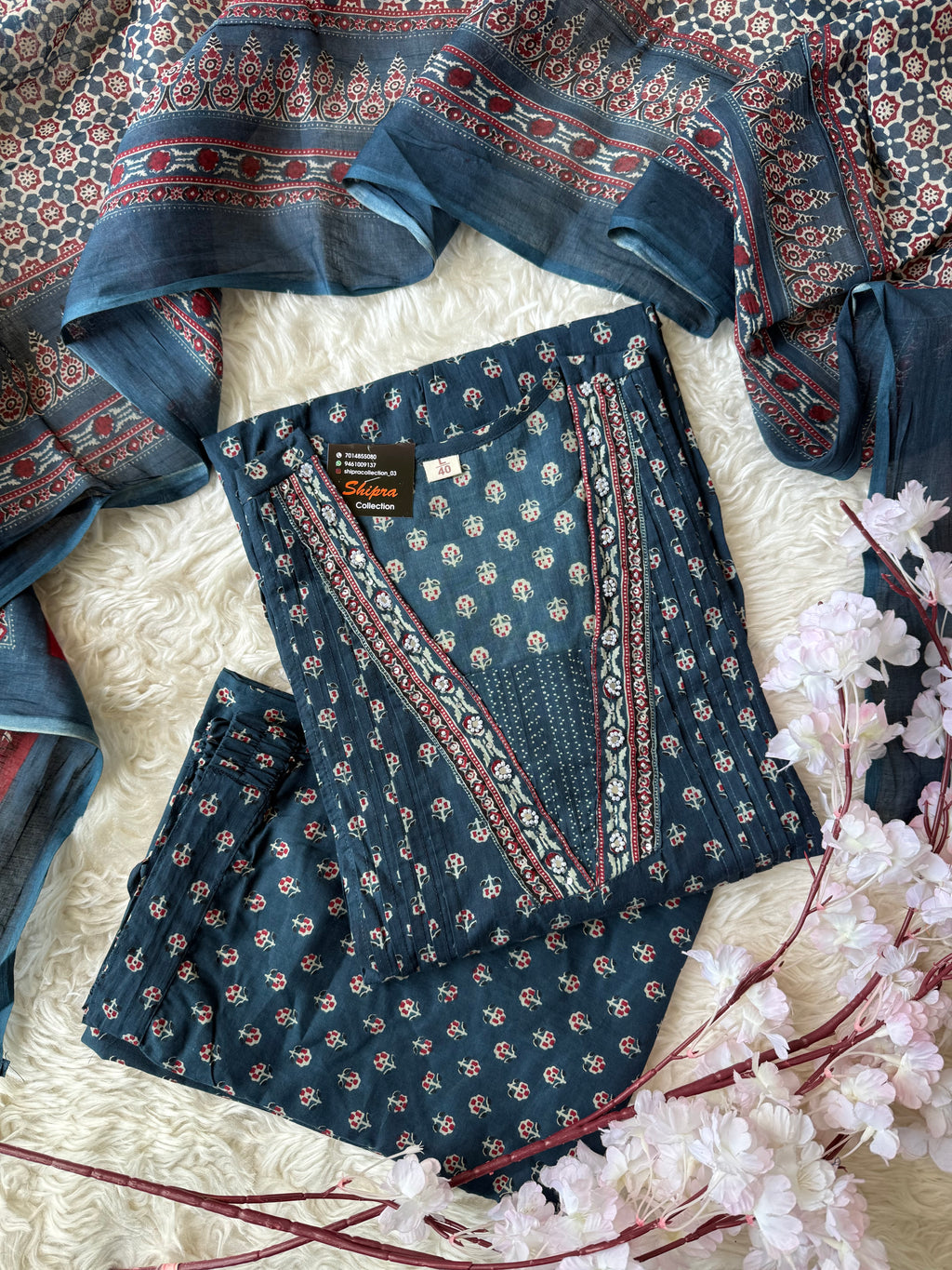 Premium Cotton Kurti plazo Dupatta Set