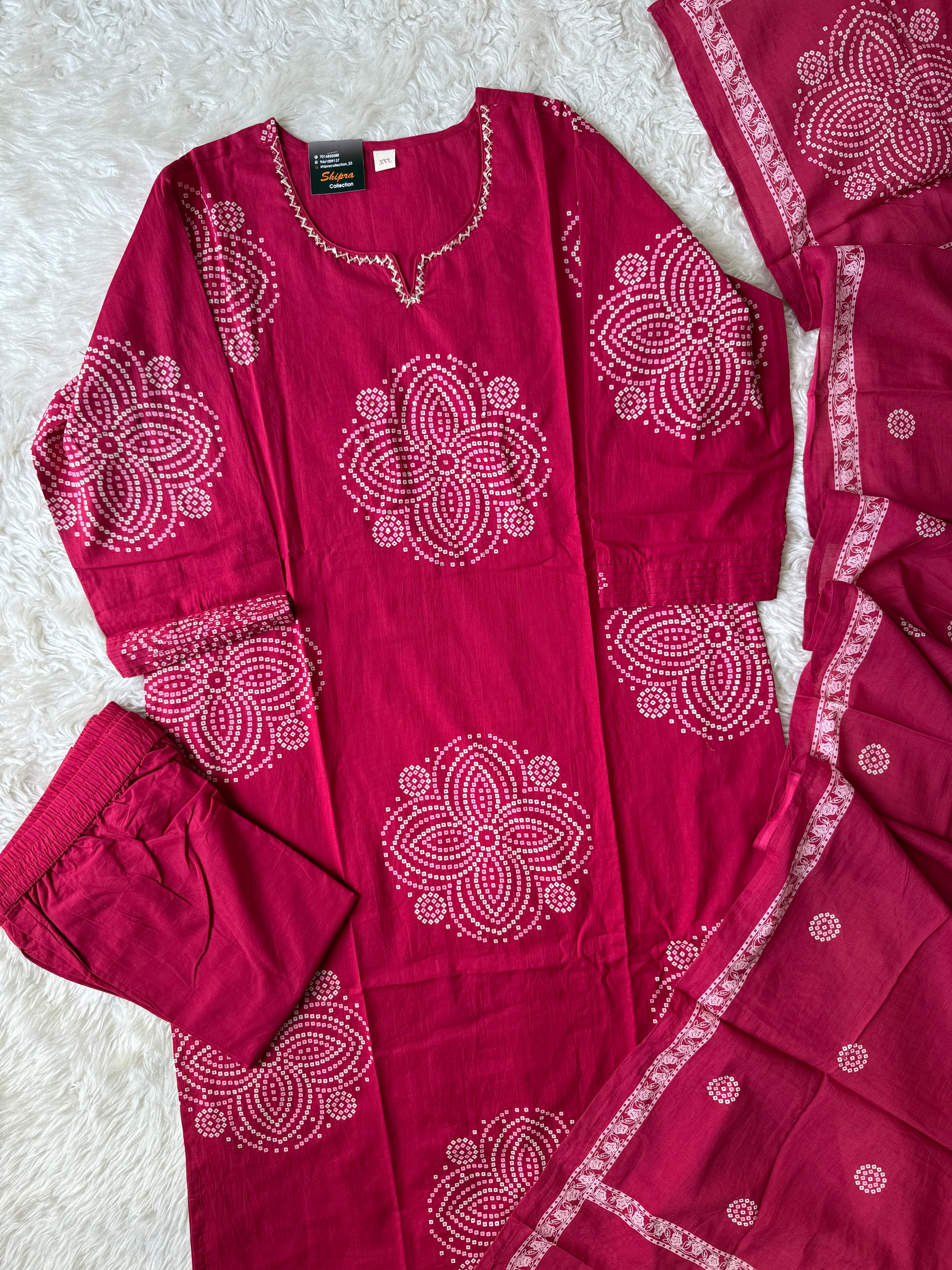 Premium Cotton Kurti Pant Dupatta Set