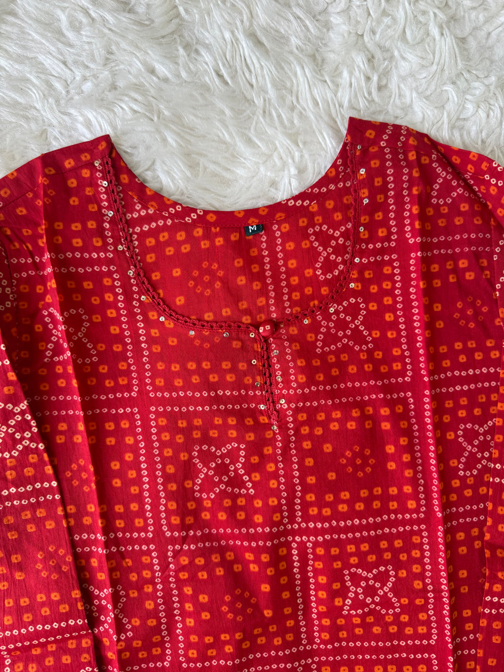 Premium Cotton Bandhej Kurti