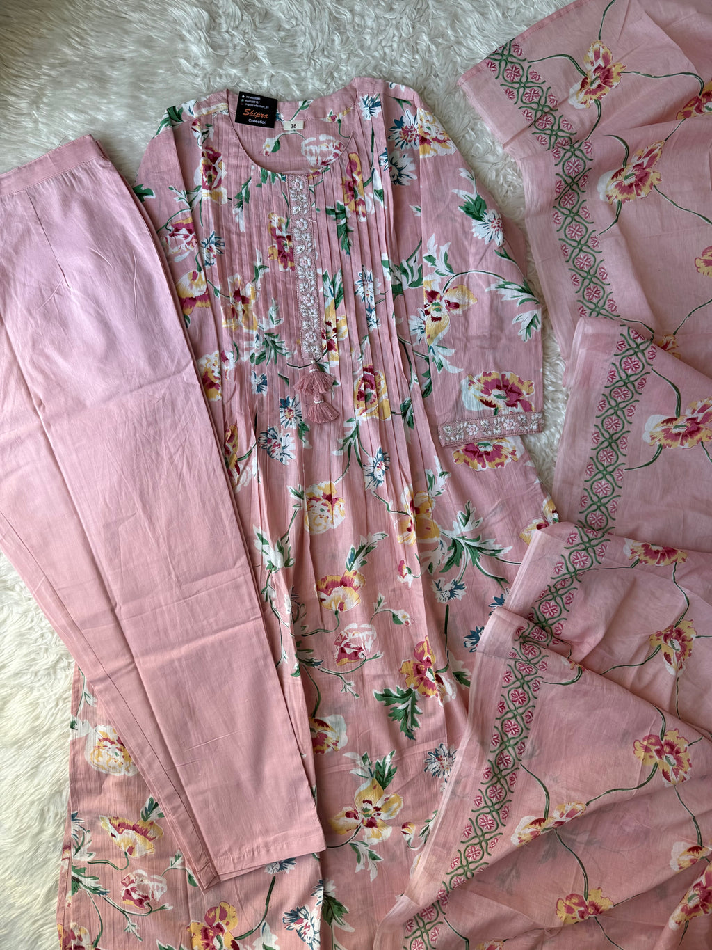 Premium Cotton Aline Kurti Pant Dupatta Set