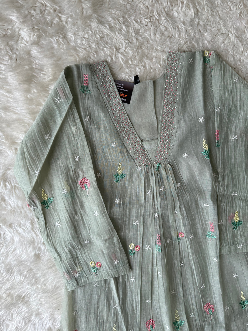 Pure Mul Chanderi Kurti Pant Dupatta Set