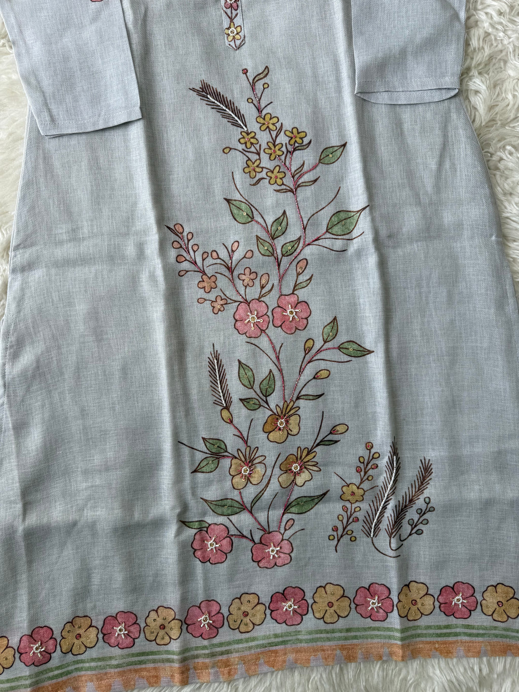 Linen Kurti Pant Dupatta Set