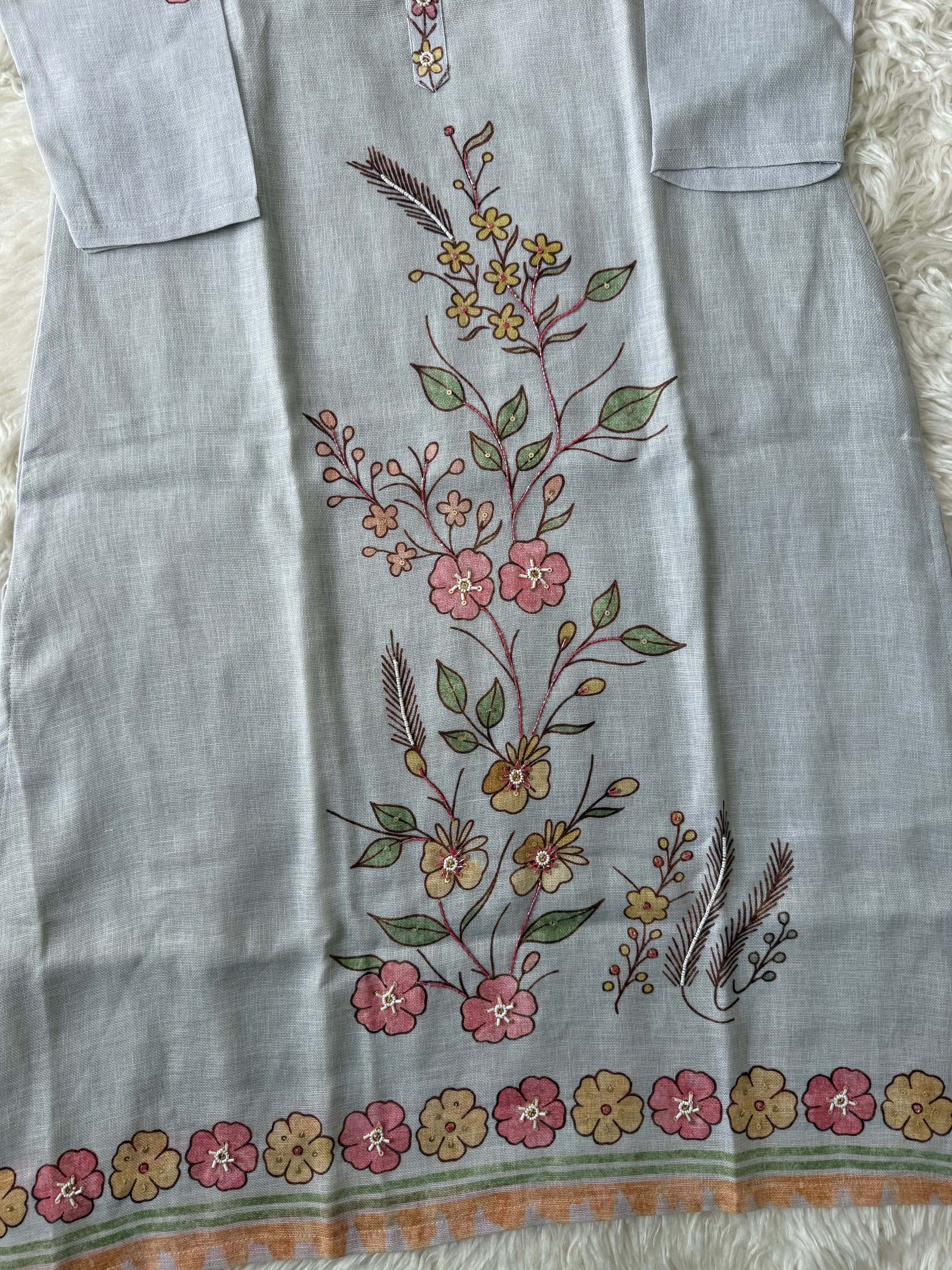 Linen Kurti Pant Dupatta Set