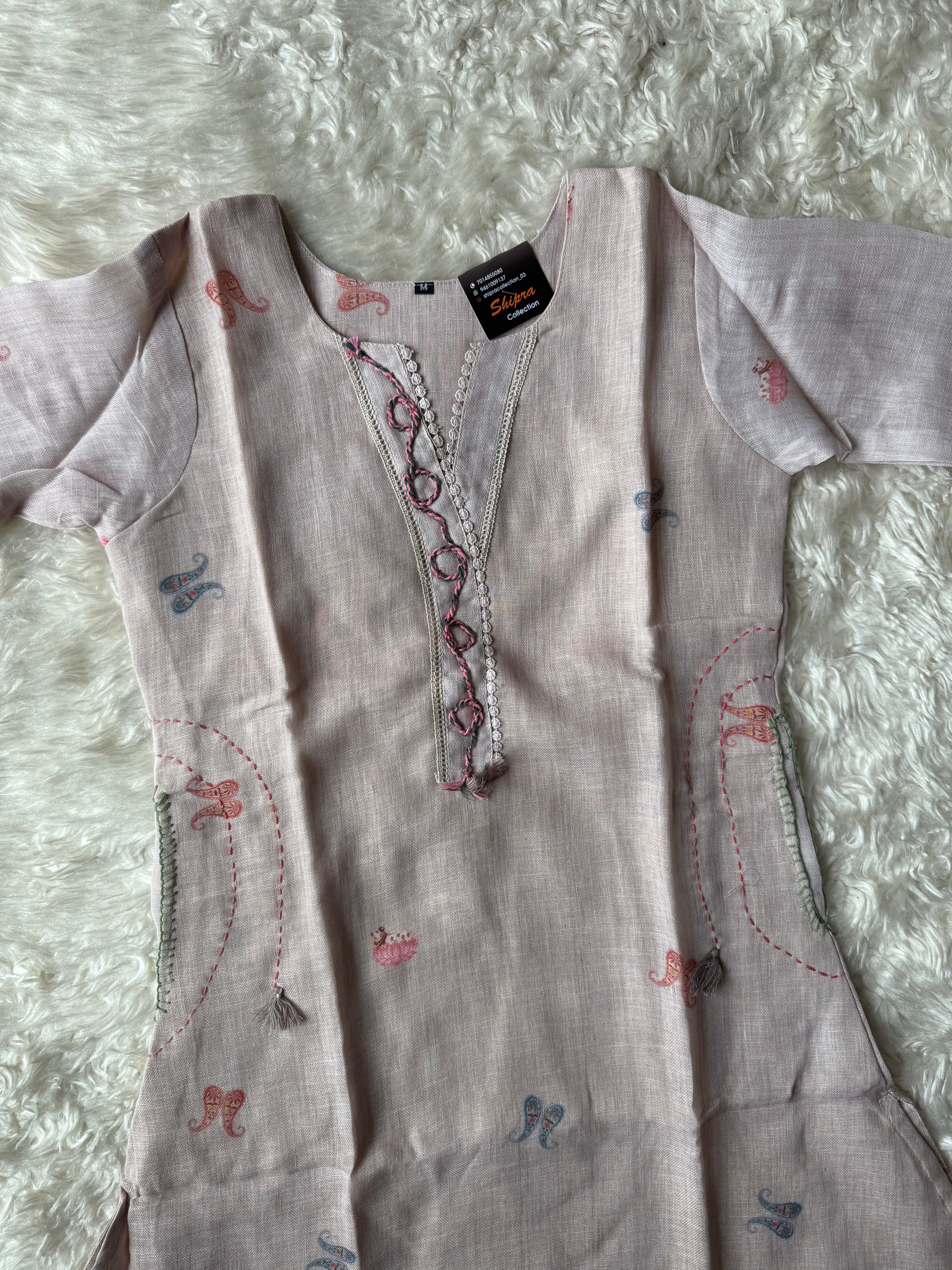Linen Kurti Pant Dupatta Set