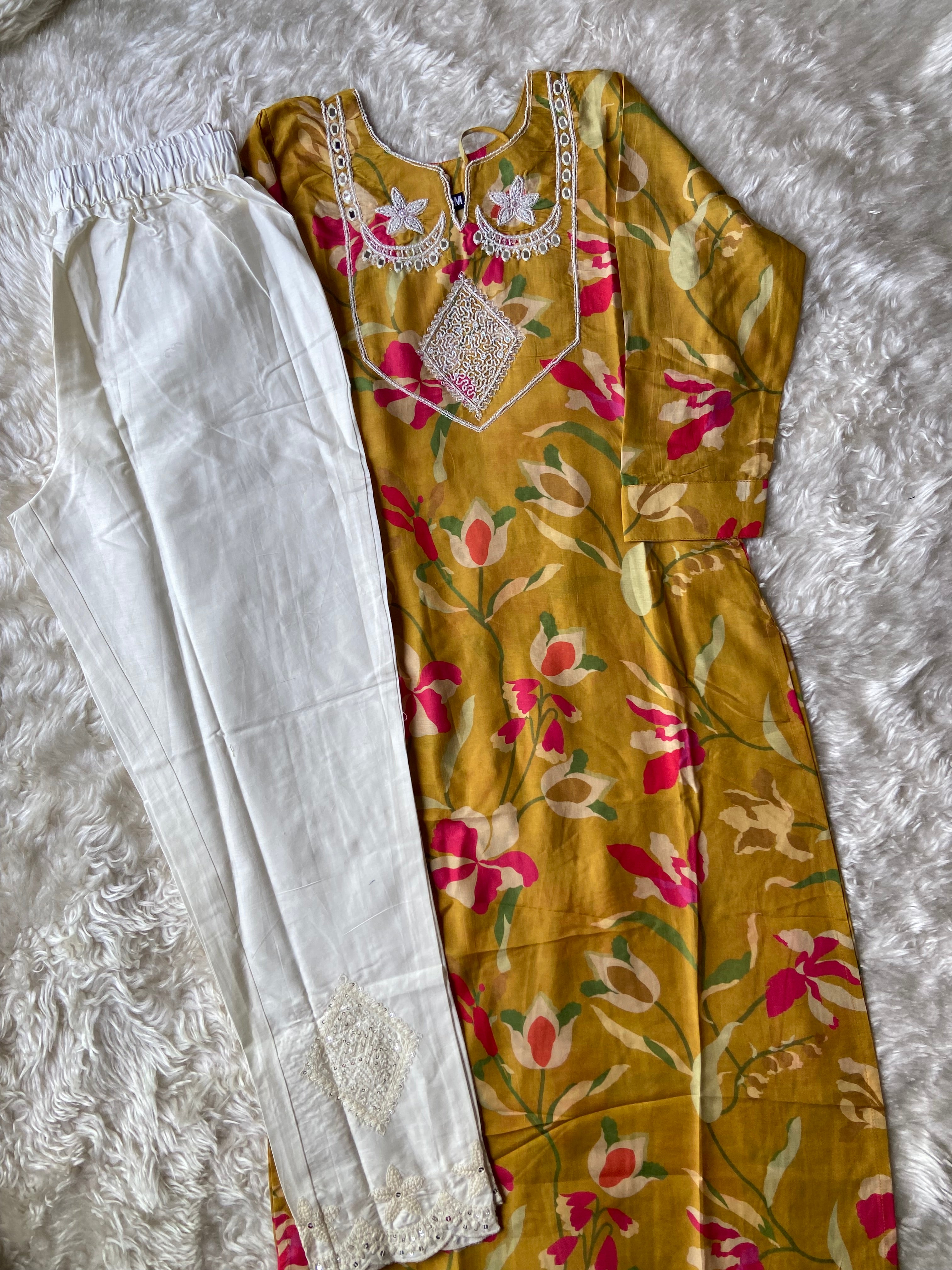 Premium Muslin Silk Kurti Pant Set