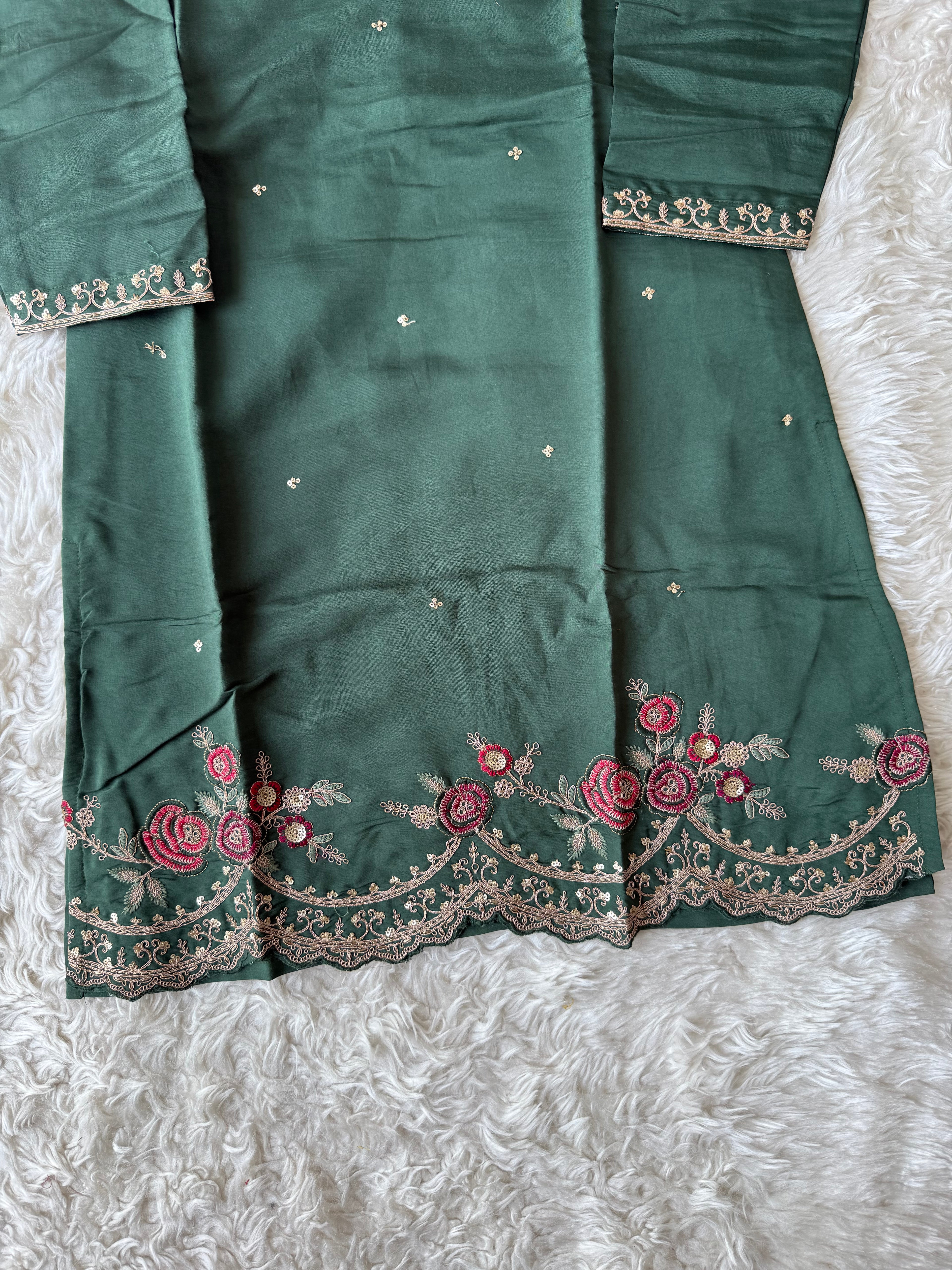 Muslin Silk Kurti Sharara Dupatta Set
