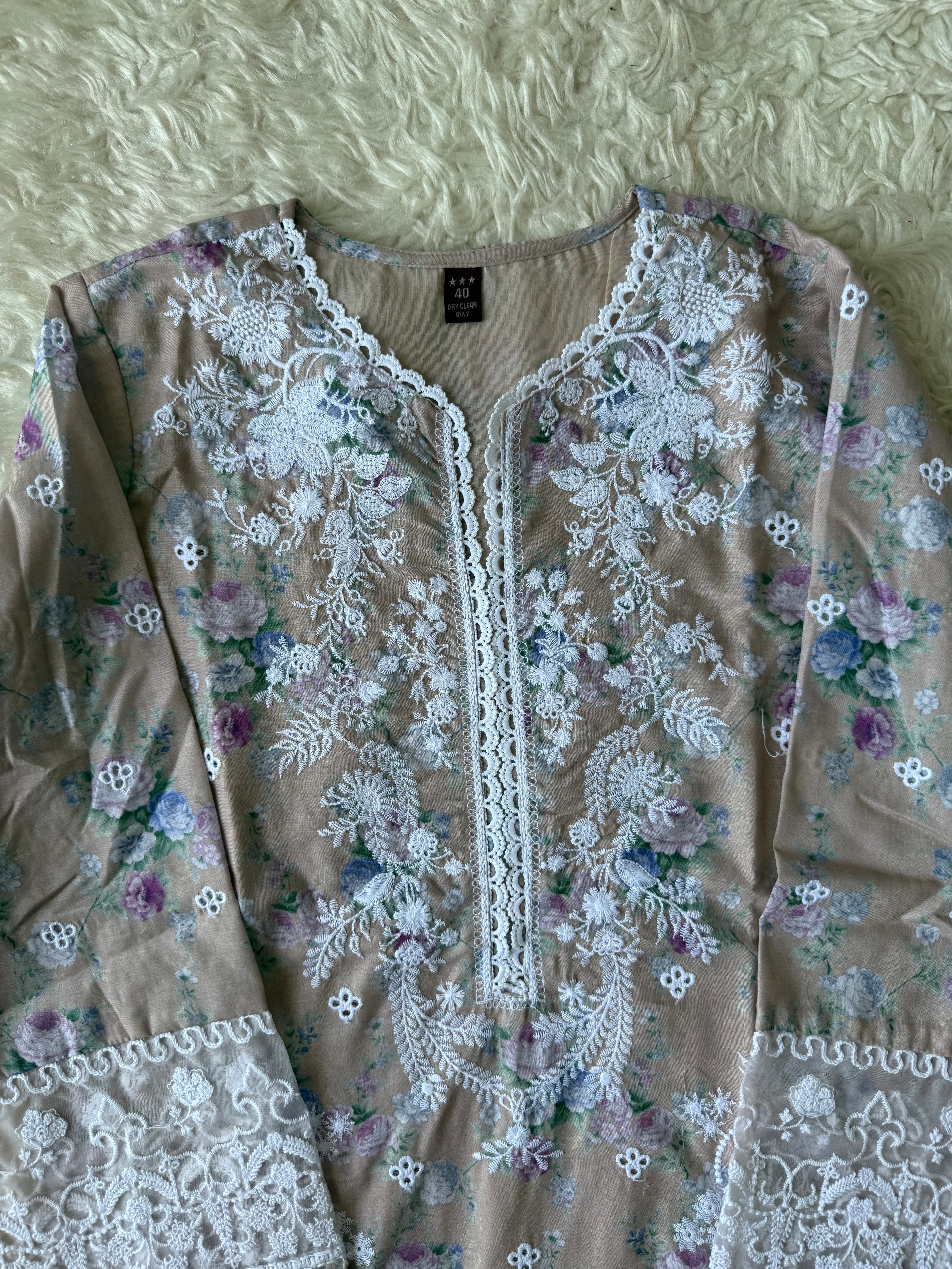 Mul Cotton Thread Work Farshi Salwar Set